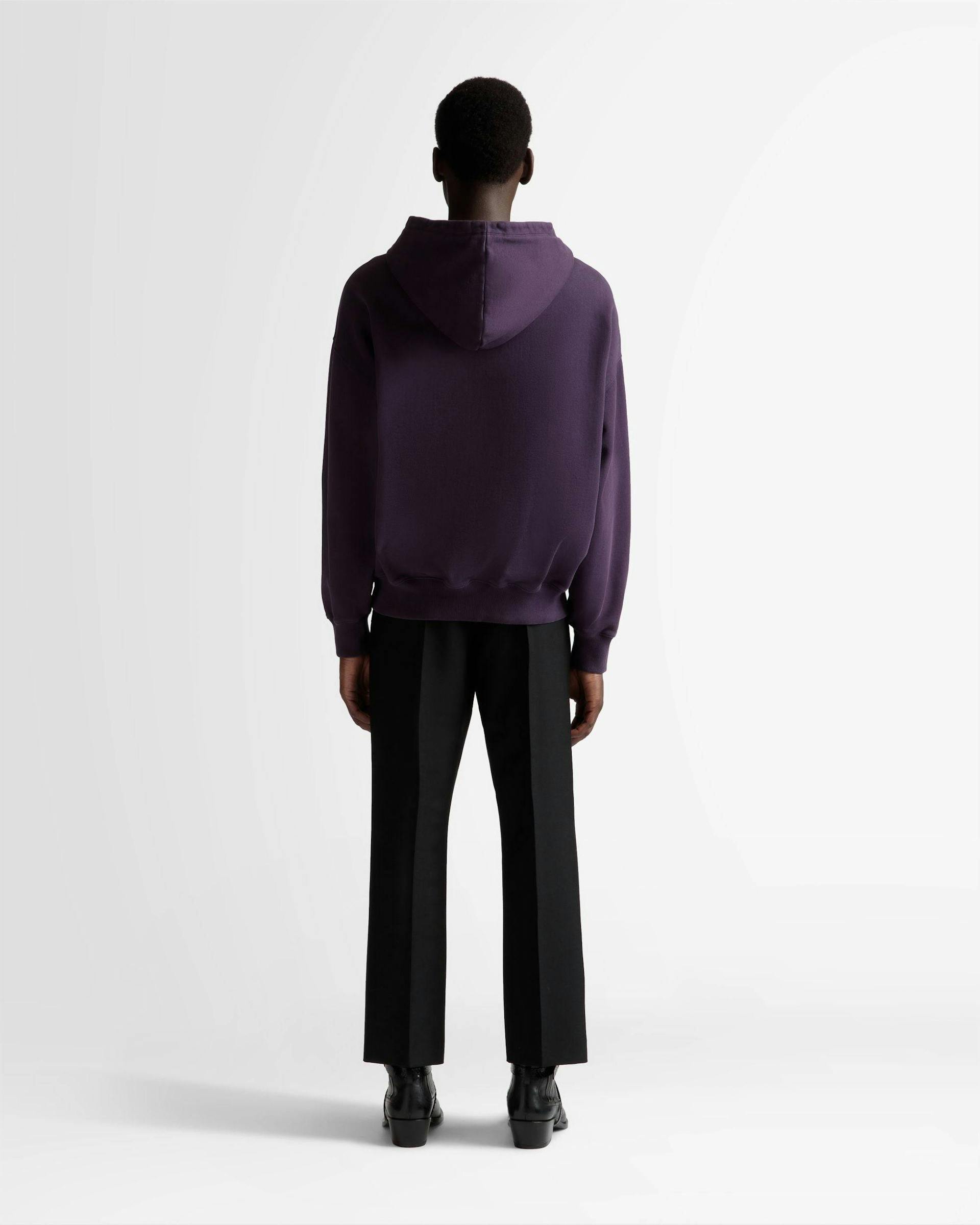 Foiled Hooded Sweatshirt In Orchid Cotton - Men's - Bally - 06