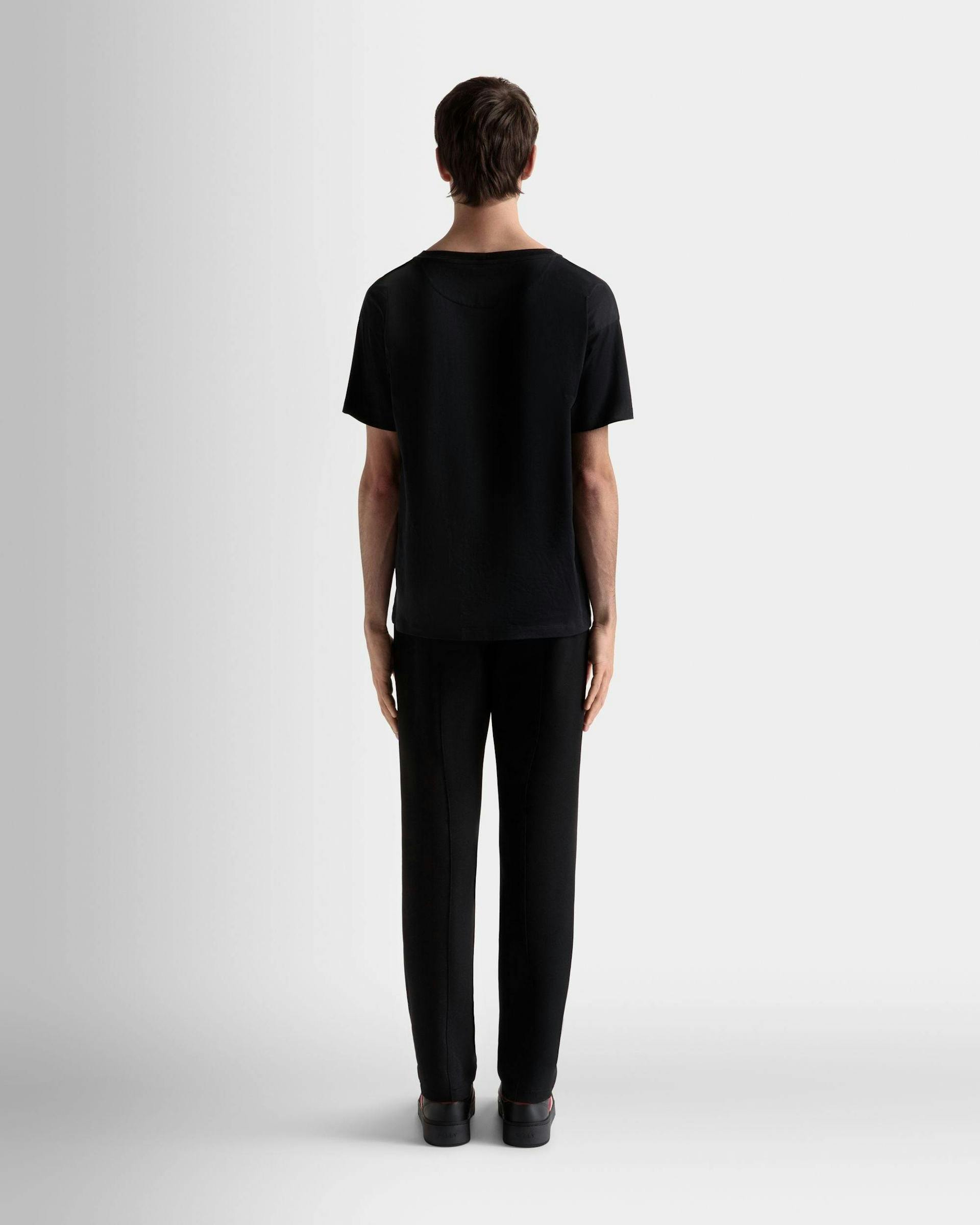 Men's T-Shirt In Black Cotton | Bally | On Model Back