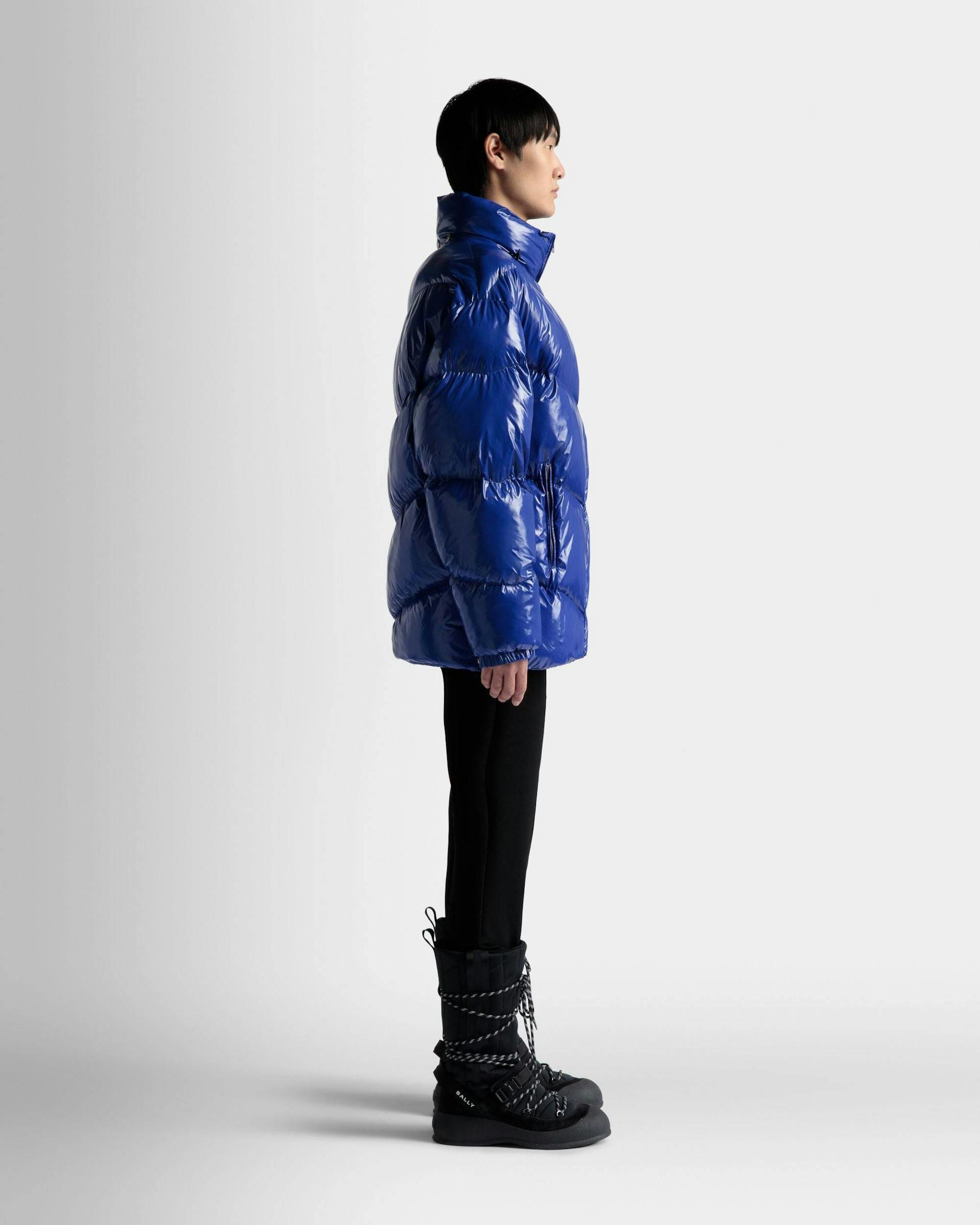 Men's Puffer Jacket In Blue | Bally | On Model 3/4 Front