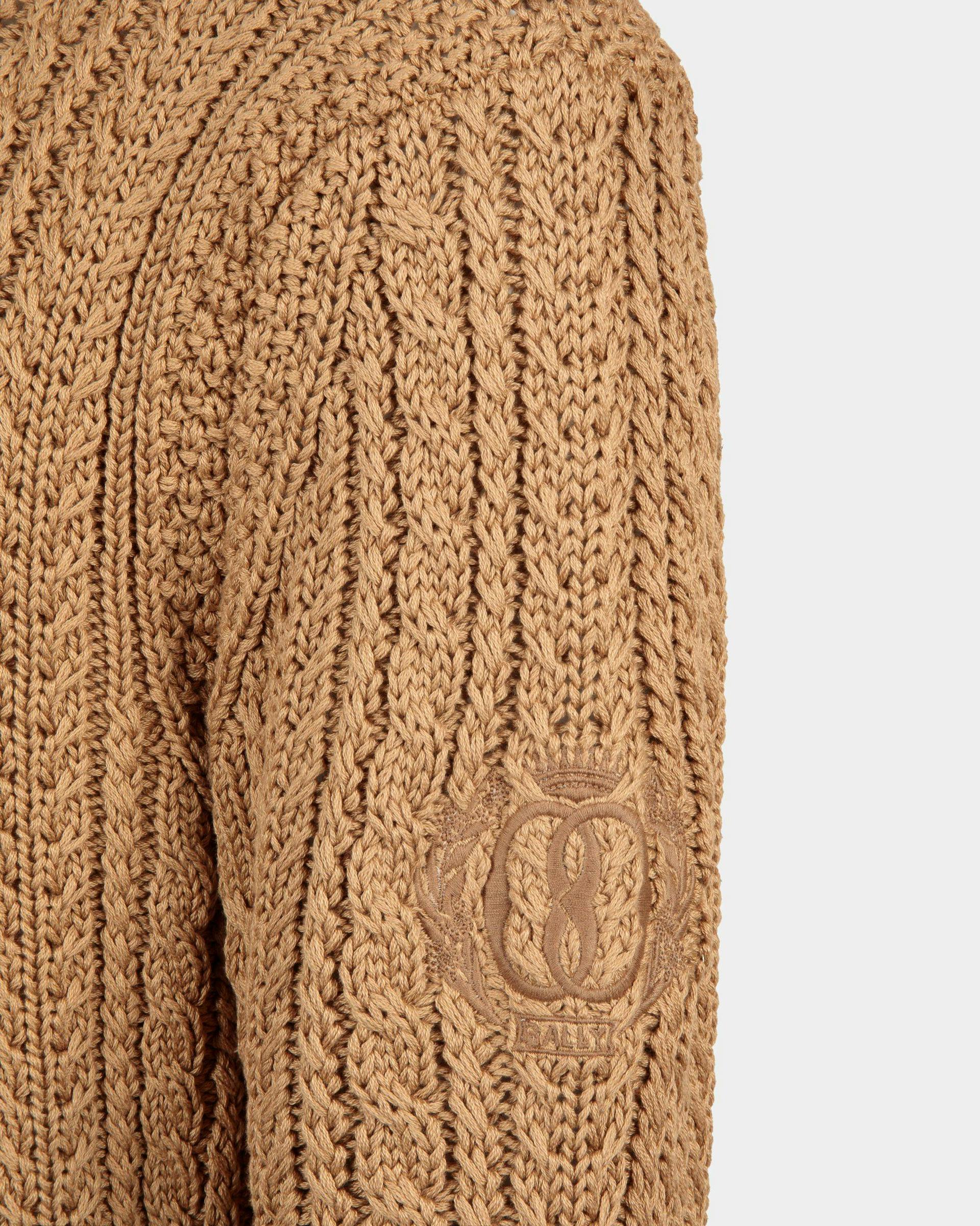 Men's Cable-knit Sweater in Camel Cotton | Bally | On Model Detail