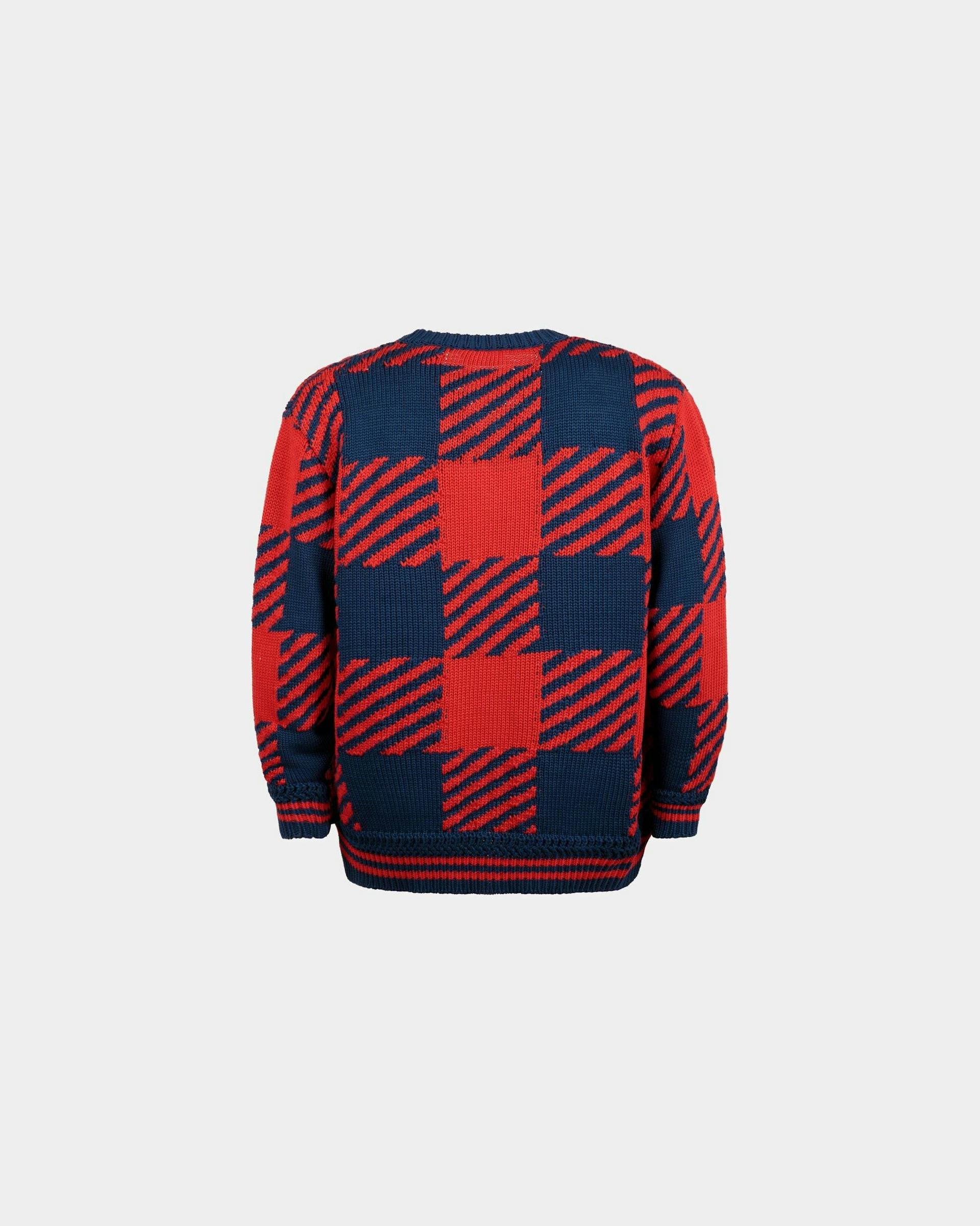 Men's V-Neck Sweater in Red and Blue Cotton | Bally | Still Life Back
