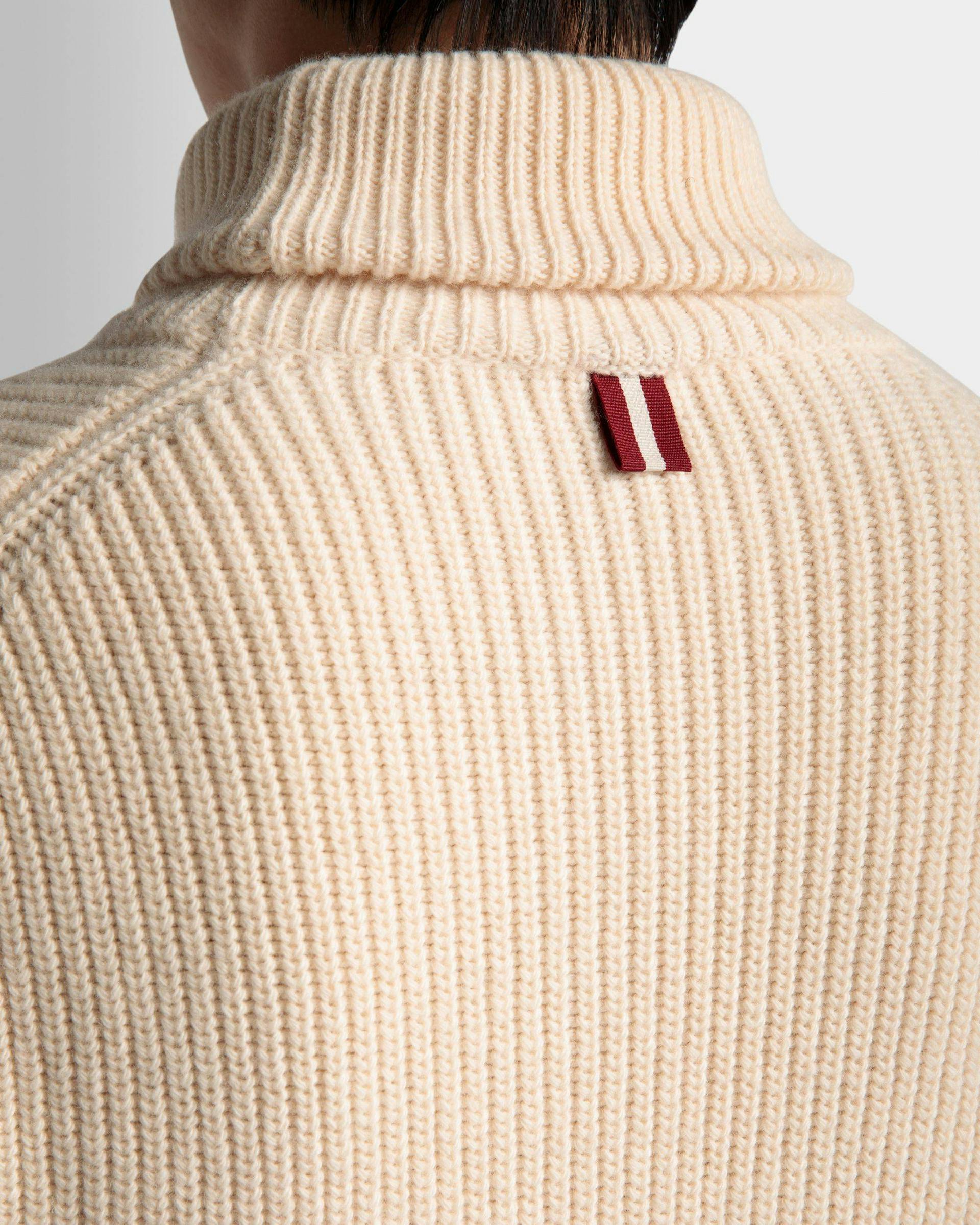 Men's Turtleneck Sweater In Beige Wool | Bally | On Model Detail