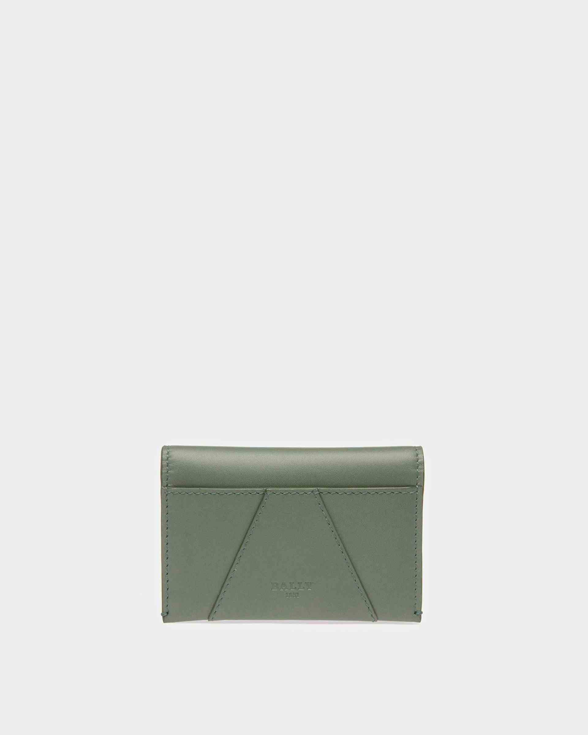 Annye Leather Business Card Holder In Sage - Men's - Bally