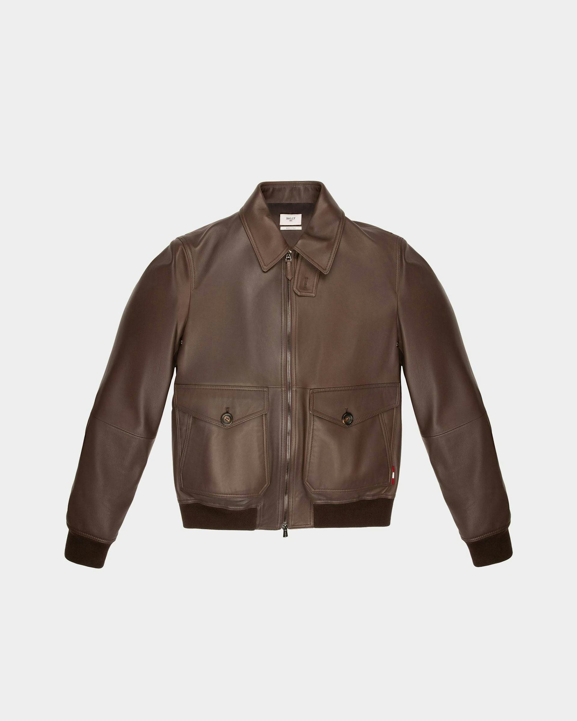 Shirt Collar Jacket Leather Outerwear In Brown - Men's - Bally - 01