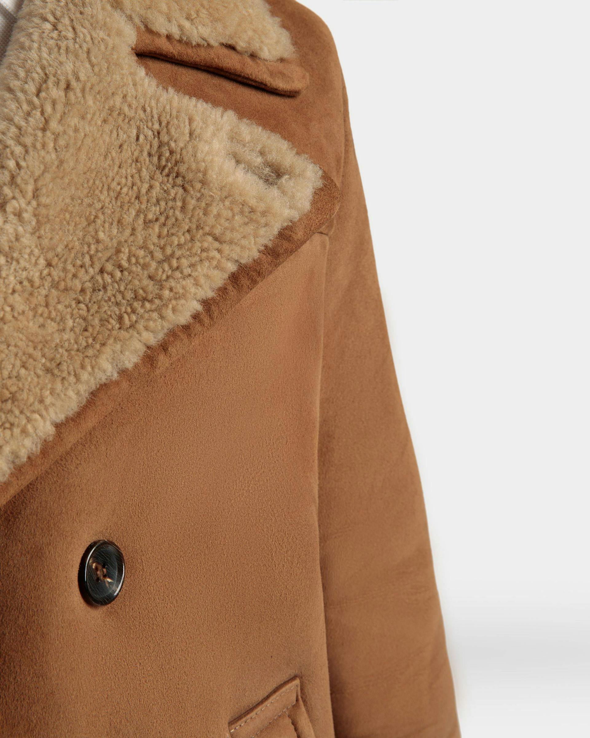 Double Breasted Shearling Coat In Brown Suede - Men's - Bally - 04