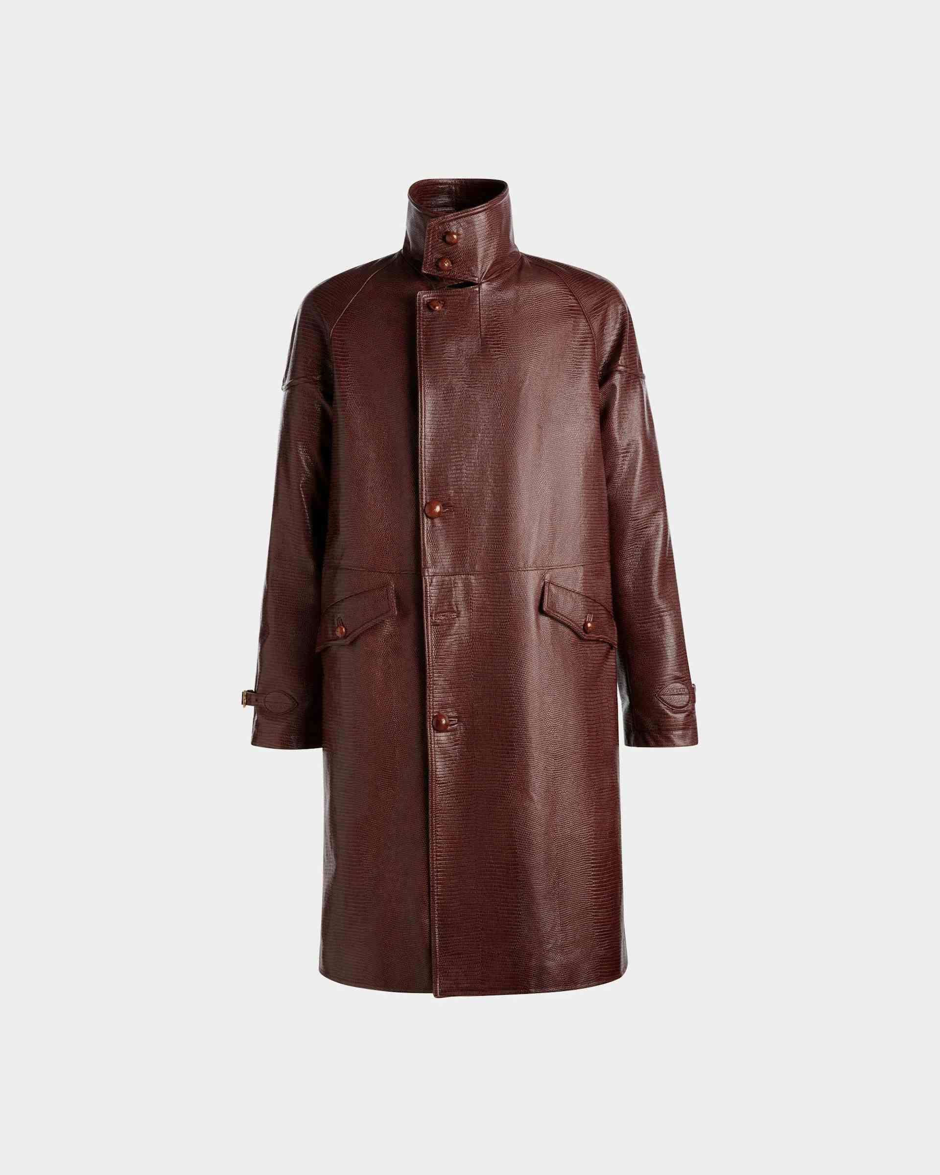 Pea Coat In Burgundy Leather - Men's - Bally