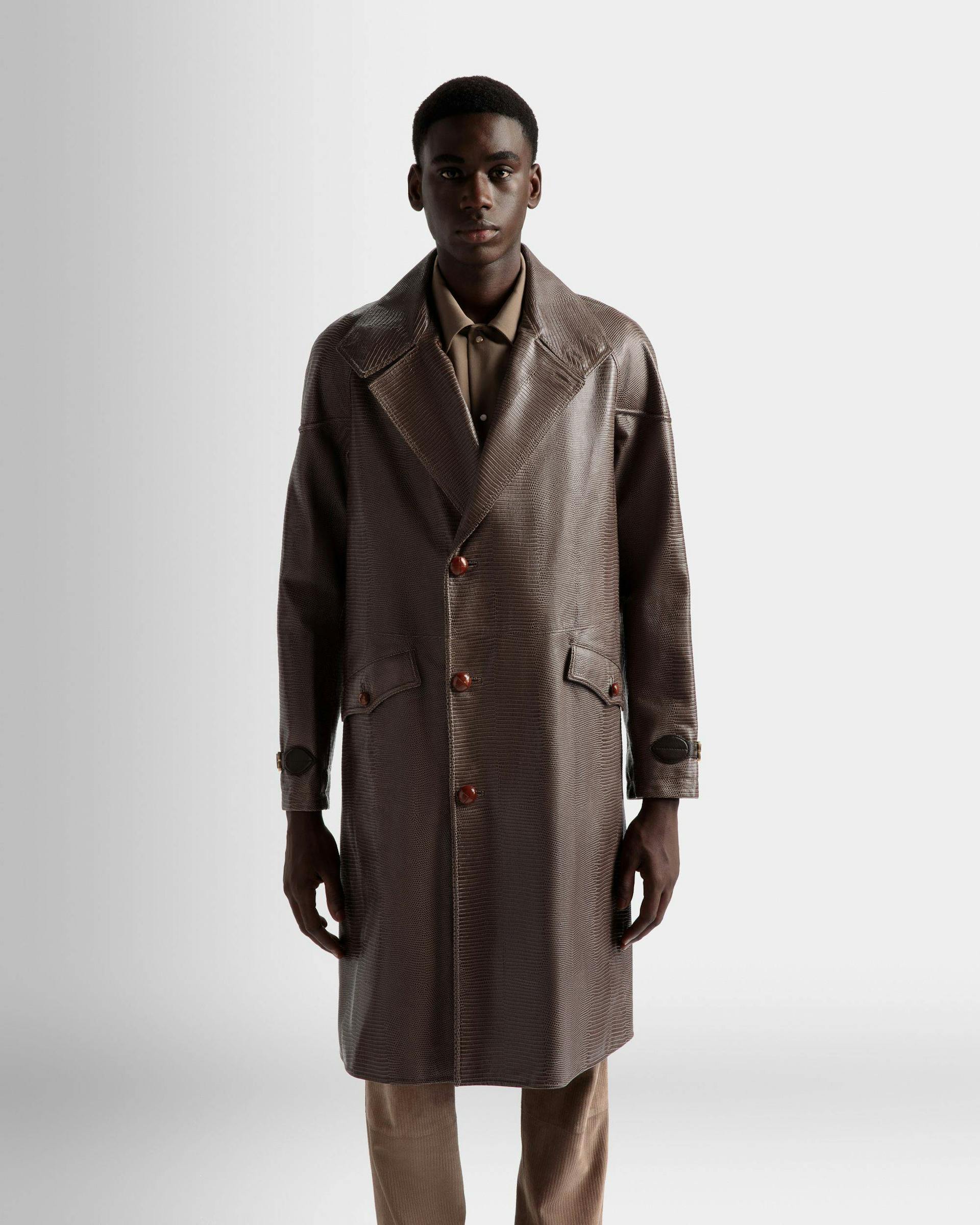 Pea Coat In Grey Leather - Men's - Bally - 03