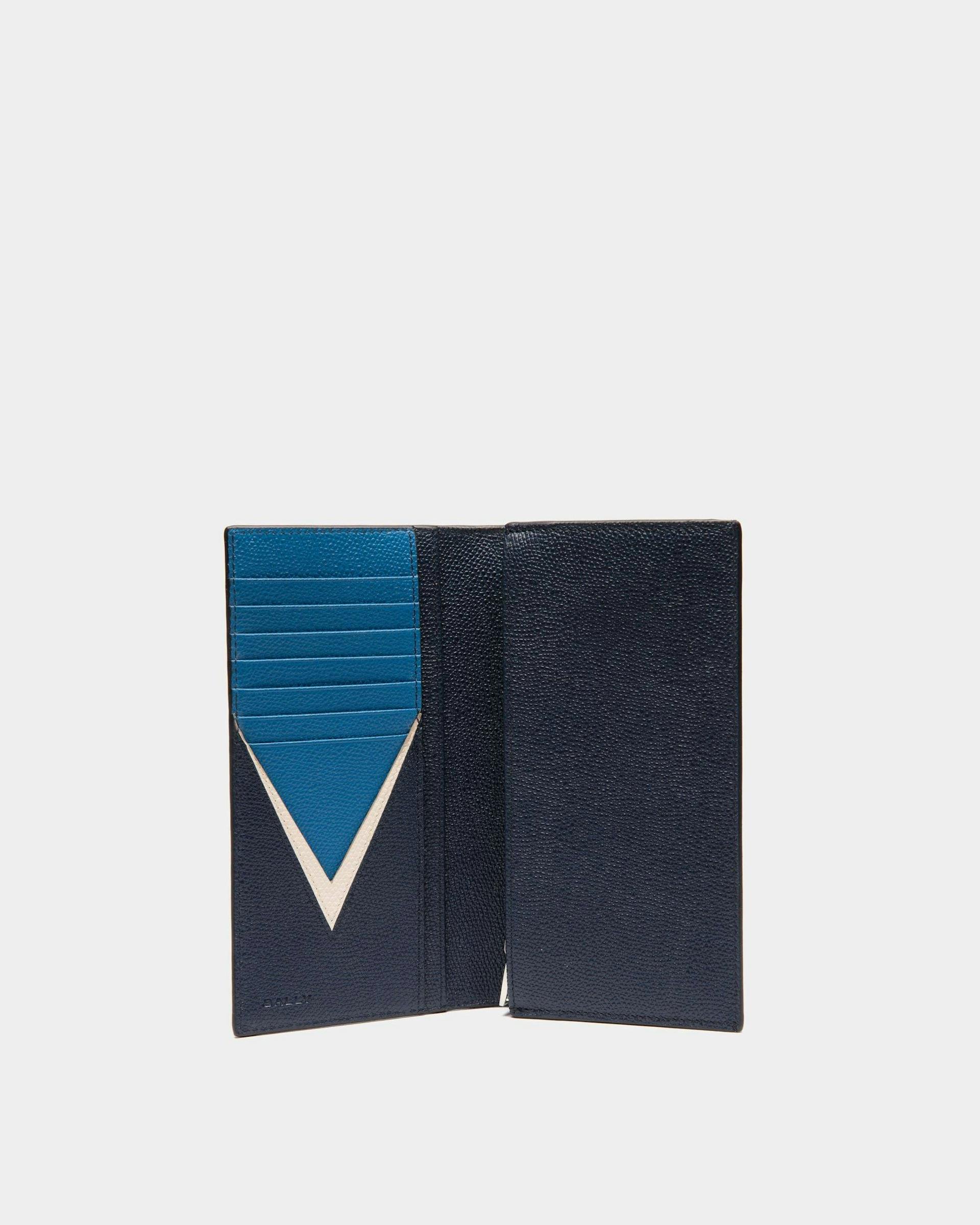 Men's Flag Continental Wallet in Blue Leather | Bally | Still Life Open / Inside