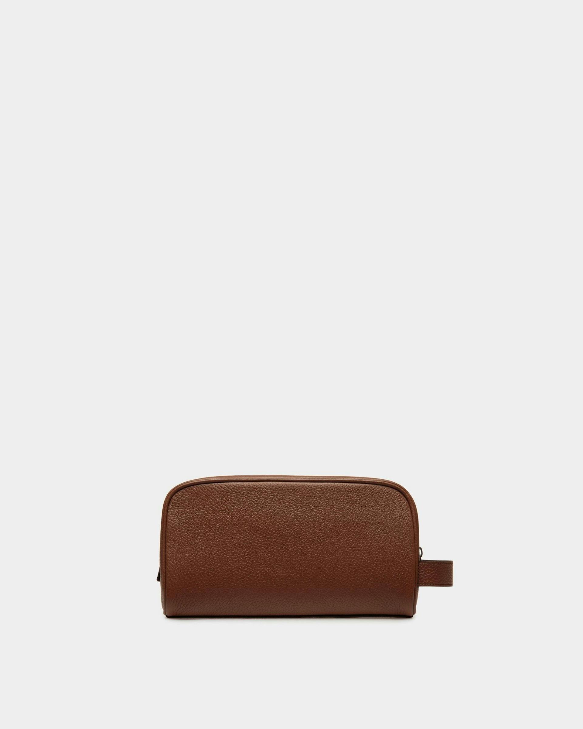 Ribbon Toiletry Bag In Brown Leather - Men's - Bally - 02