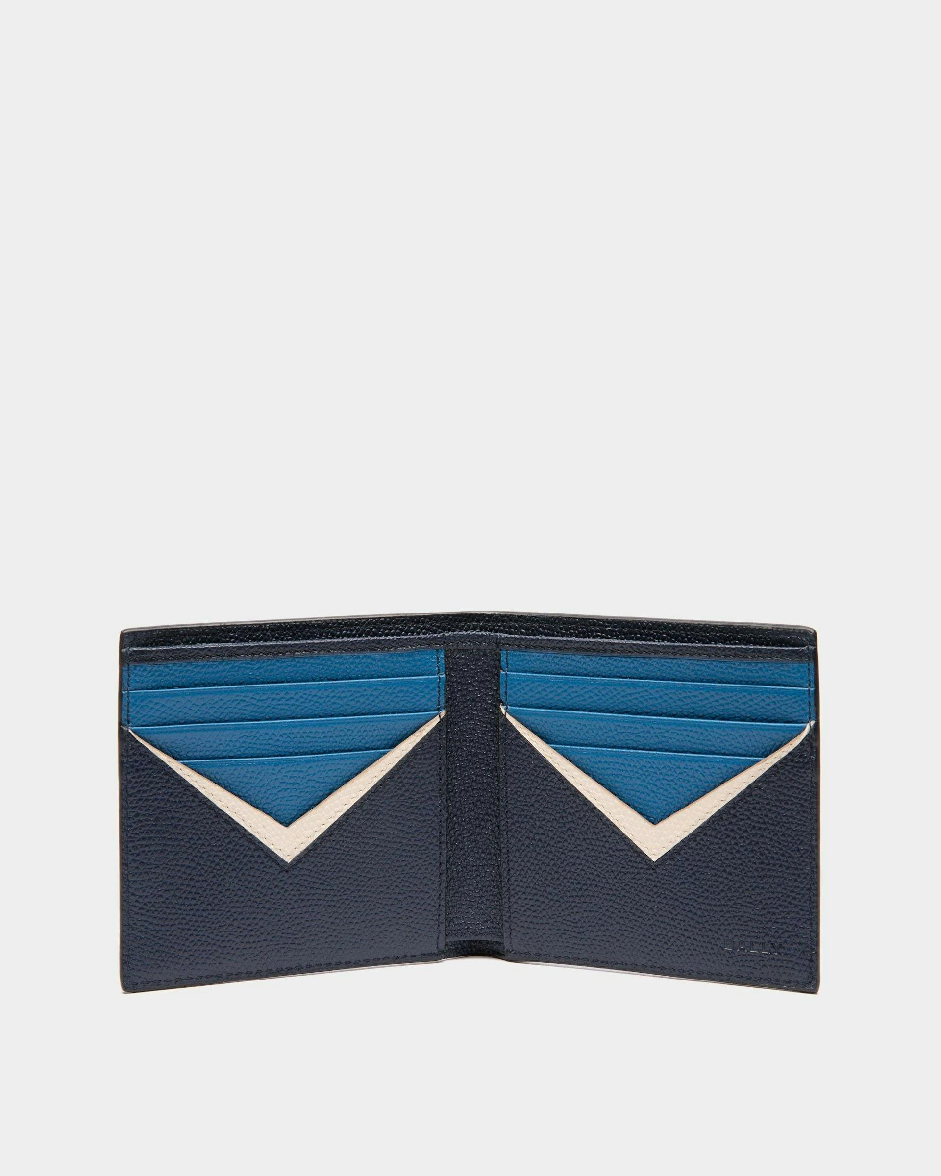 Men's Flag Bifold Wallet in Blue Leather | Bally | Still Life Open / Inside