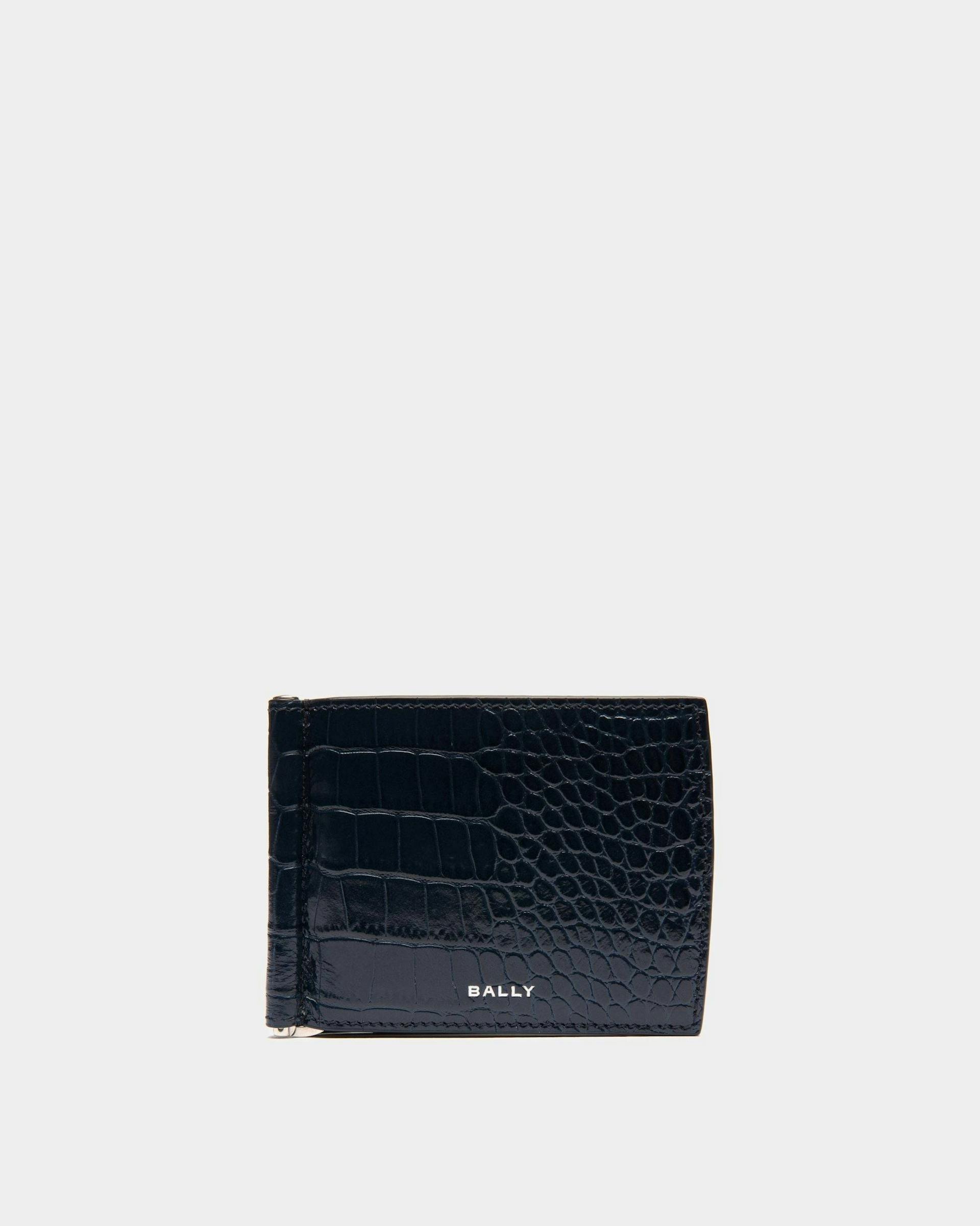 Men's Busy Bally Bifold Wallet in Crocodile Print Leather | Bally | Still Life Front