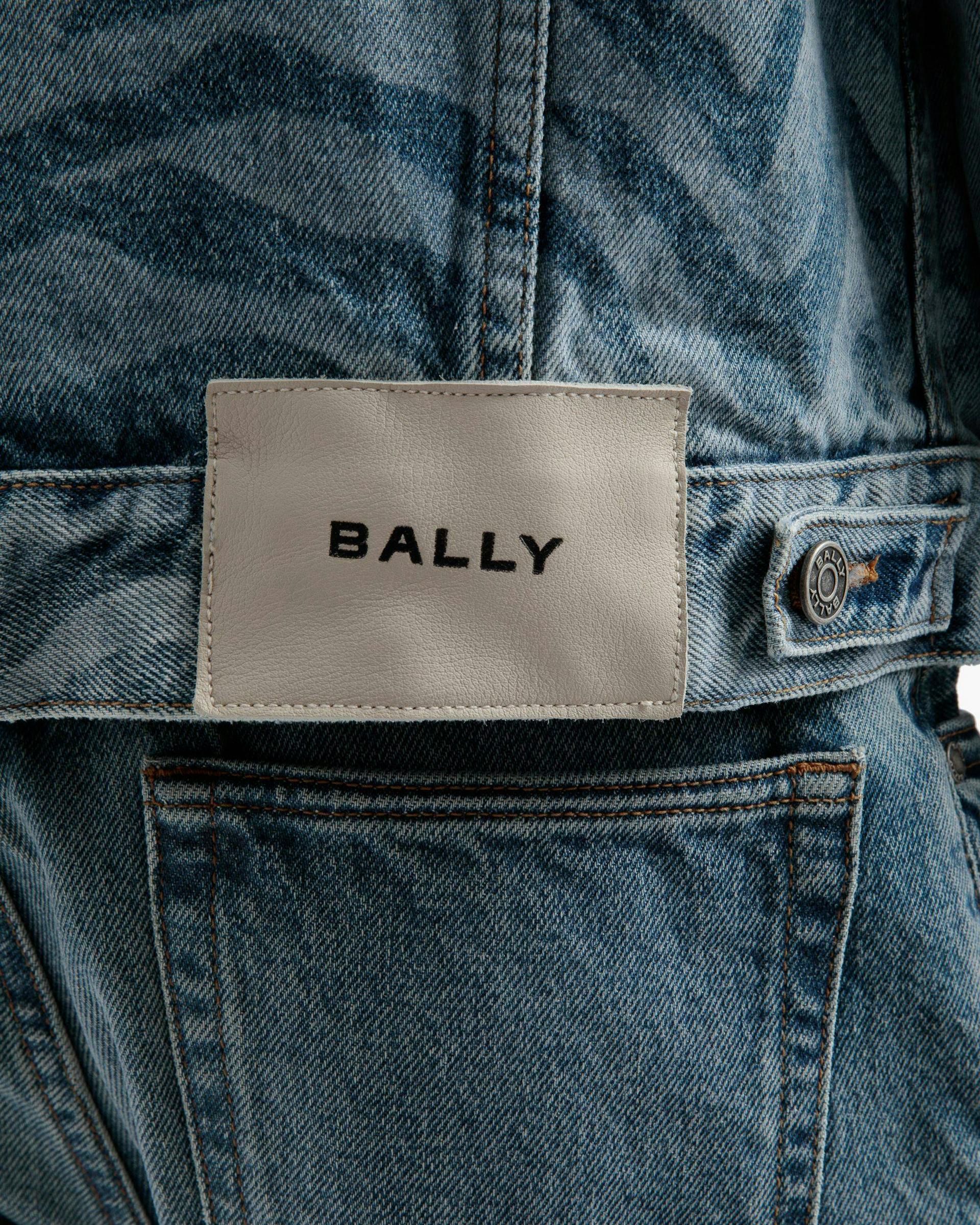 Zebra Print Denim Jacket In Blue - Men's - Bally - 04