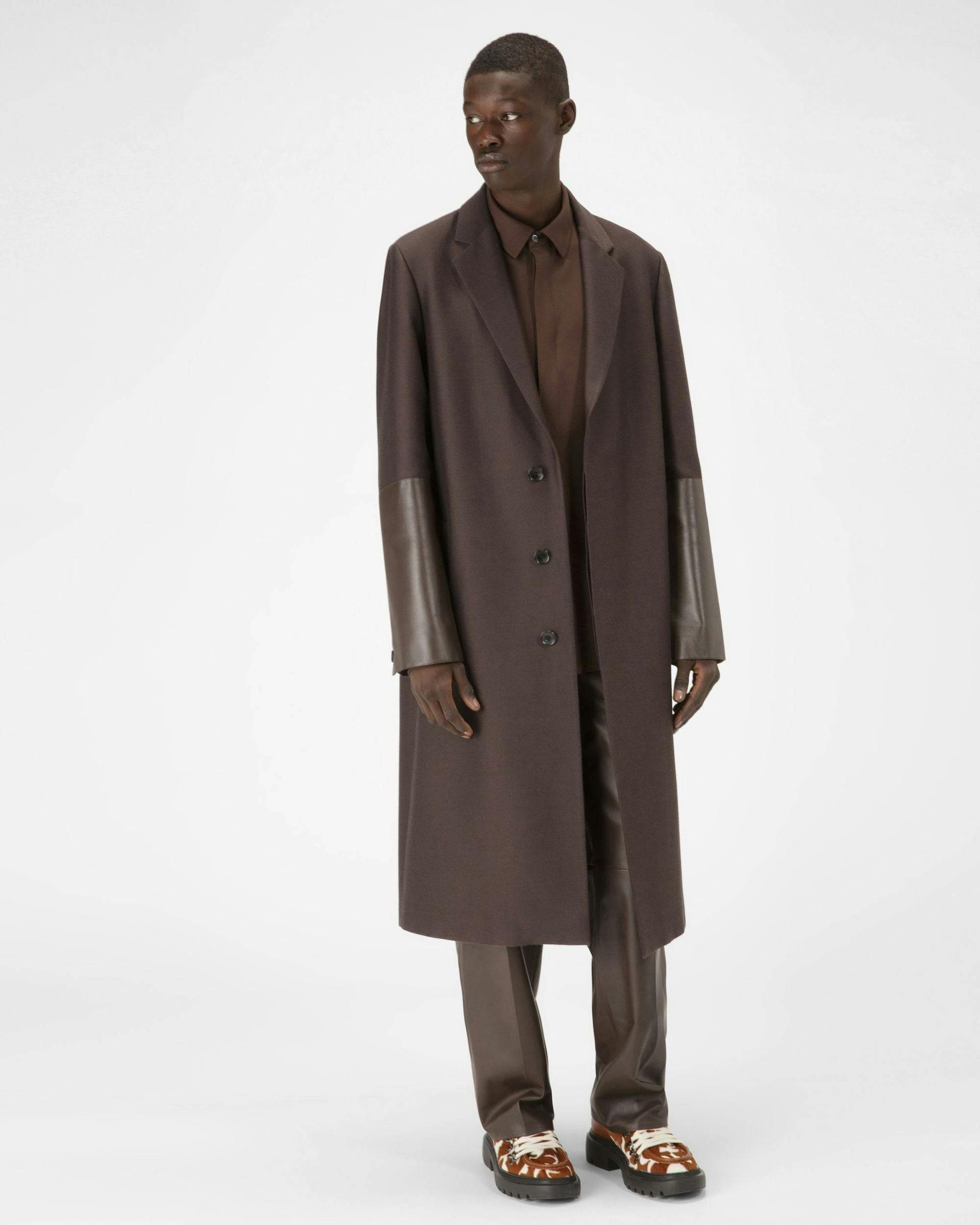 Wool & Cotton Coat In Ebony Brown - Men's - Bally - 01