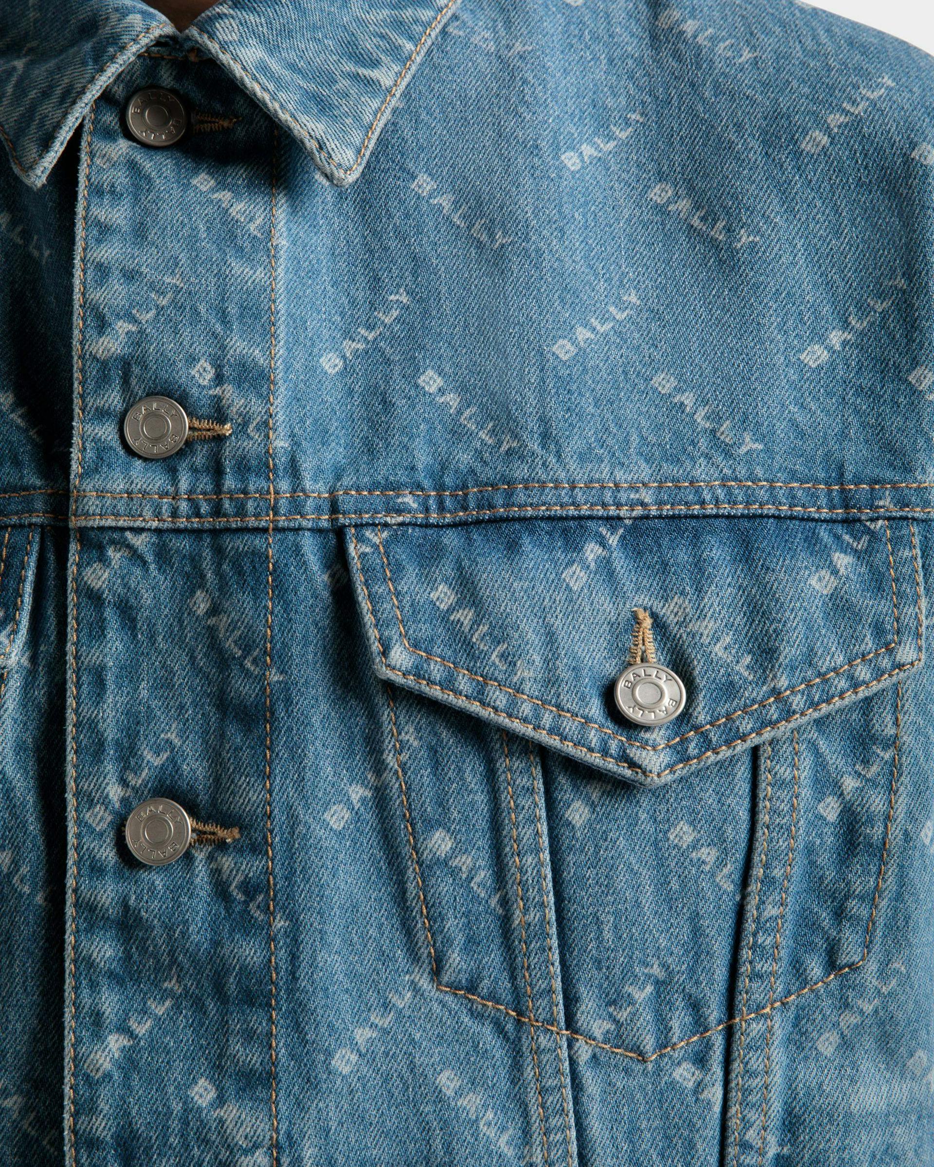 Men's Denim Jacket In Light Blue Cotton | Bally | On Model Detail
