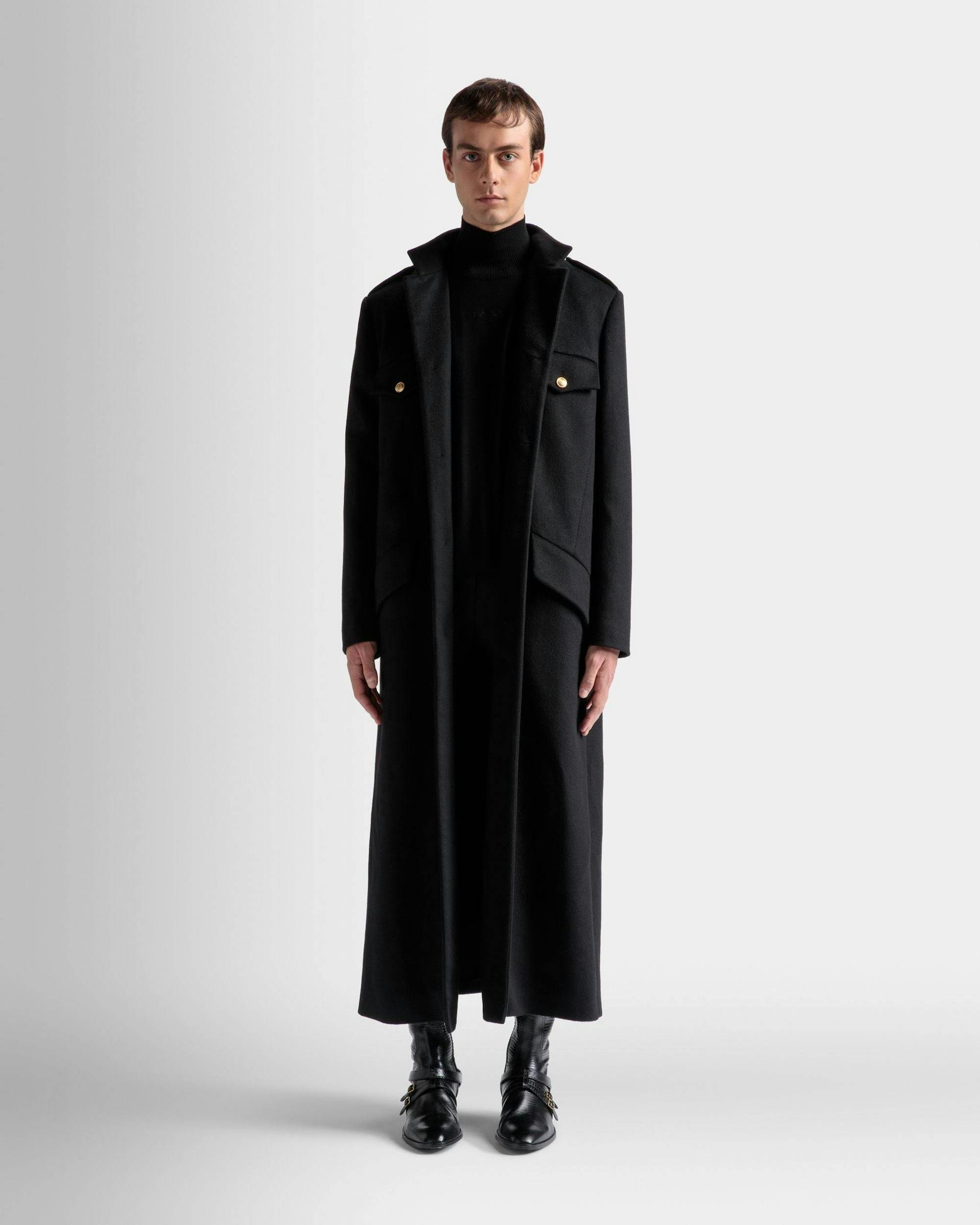 Long Utility Coat In Black Wool - Men's - Bally - 02