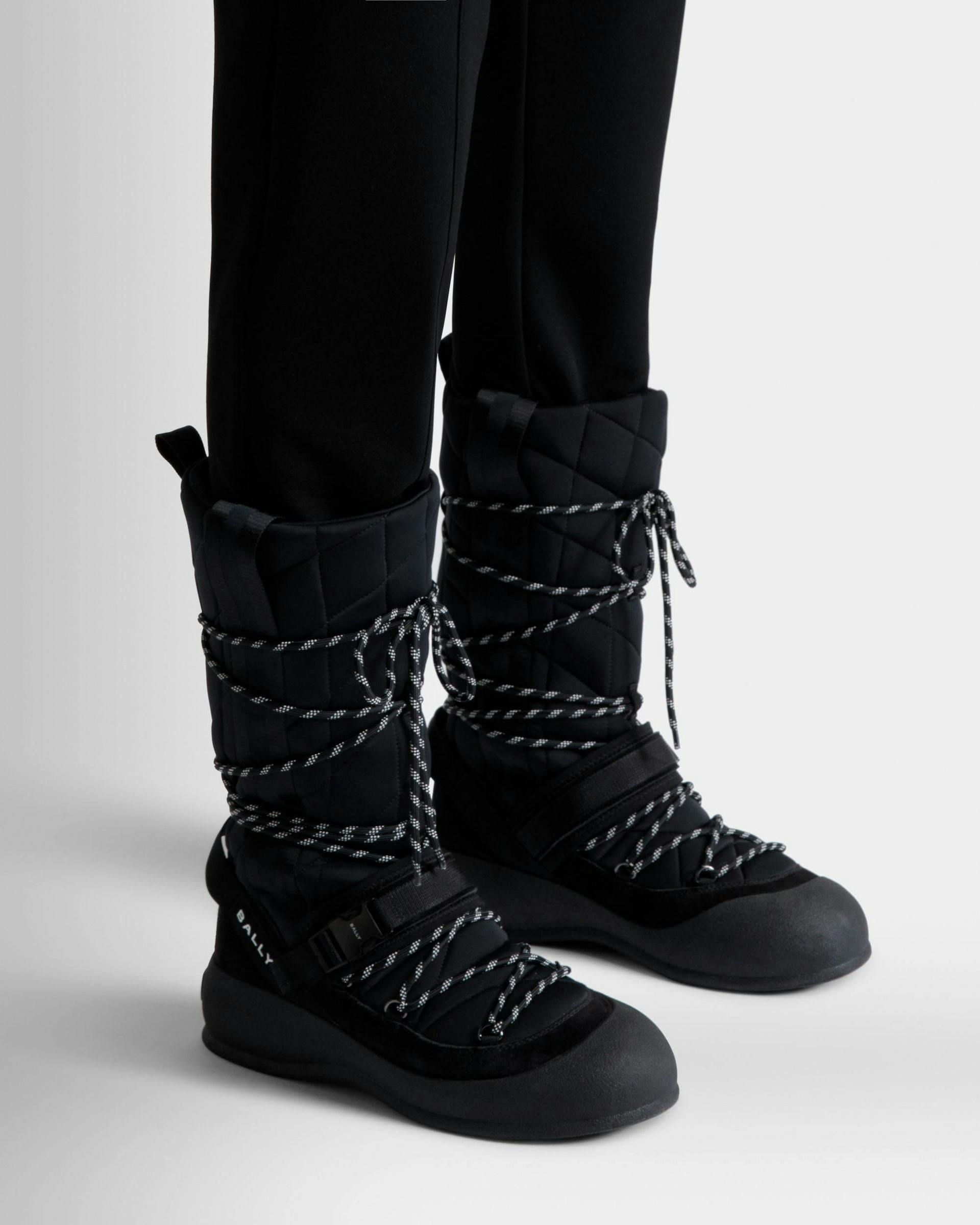 Men's Frei Lace-Up Boot In Black Nylon | Bally | On Model Close Up