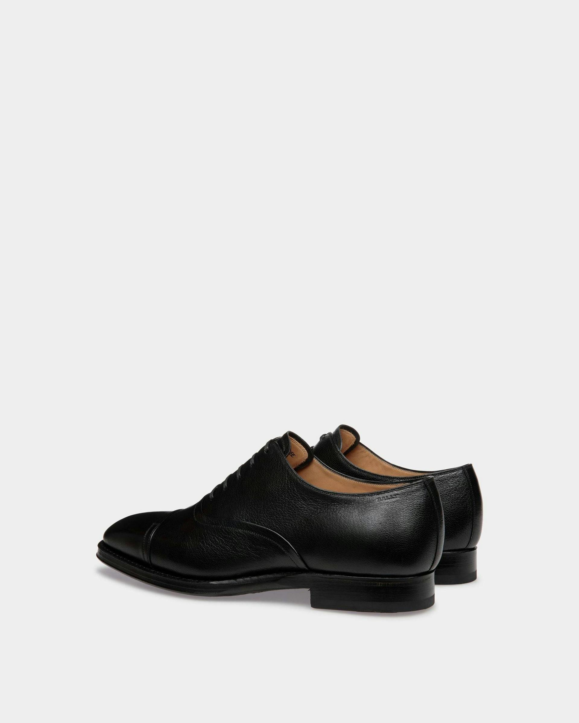 Men's Scribe Oxford in Black Grained Leather | Bally | Still Life 3/4 Back