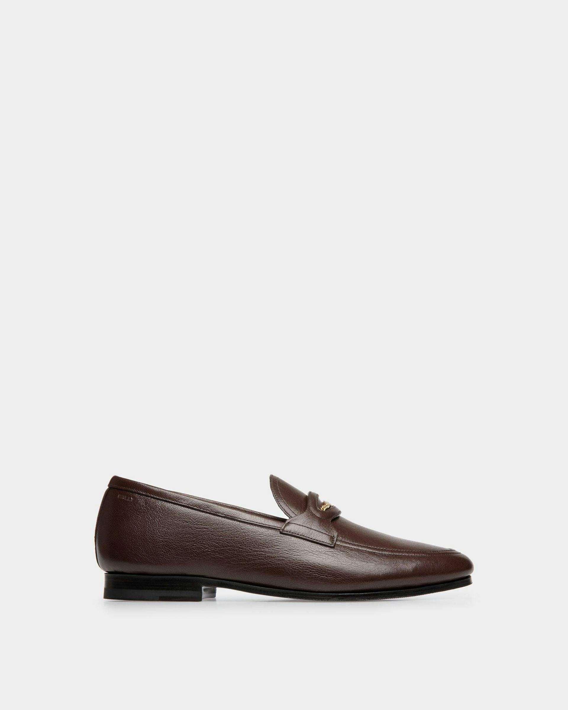 Men's Plume Loafer in Brown Grained Leather | Bally | Still Life Side