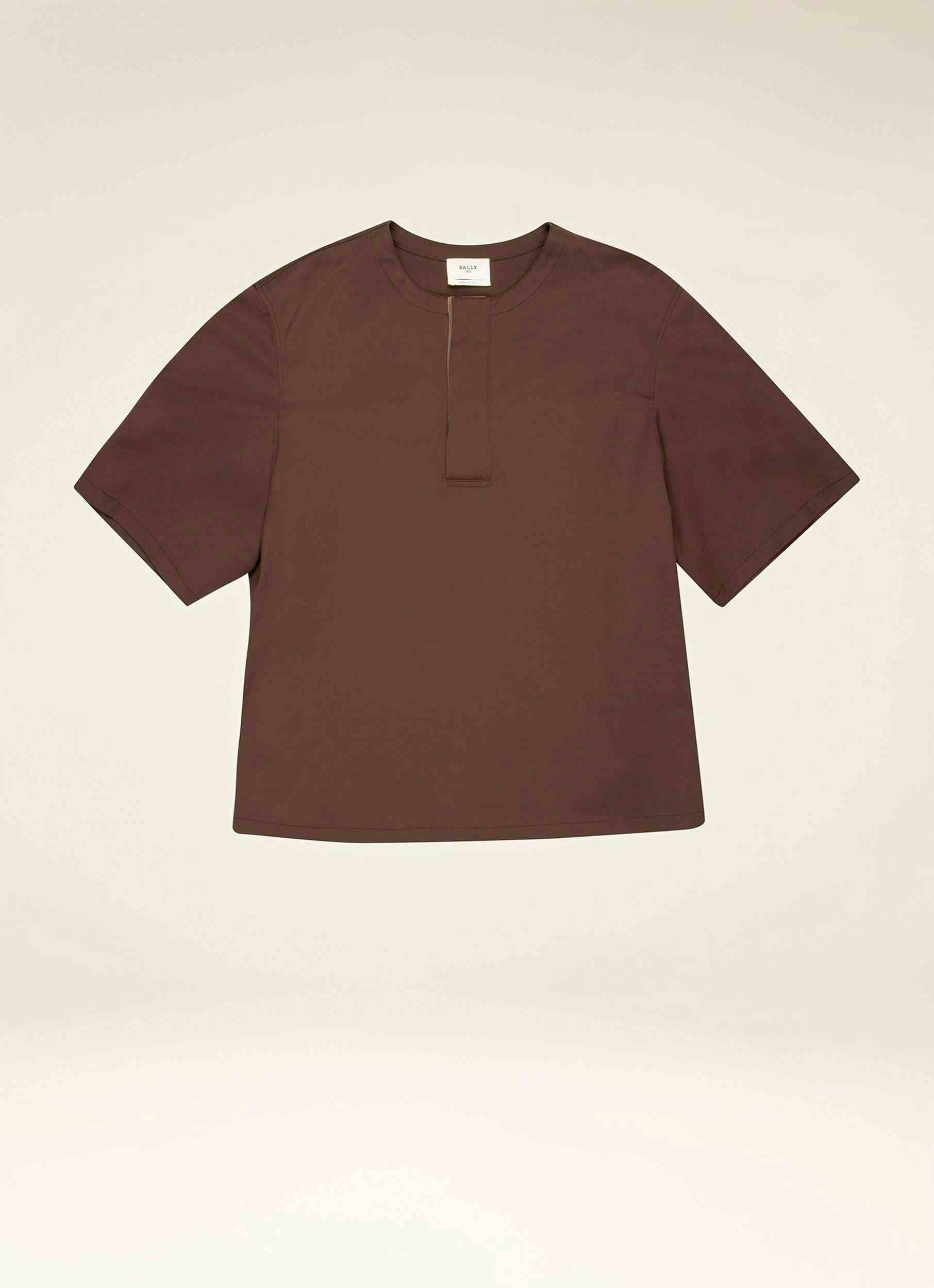 Cotton Mix Polo Shirt In Ebony Brown - Men's - Bally