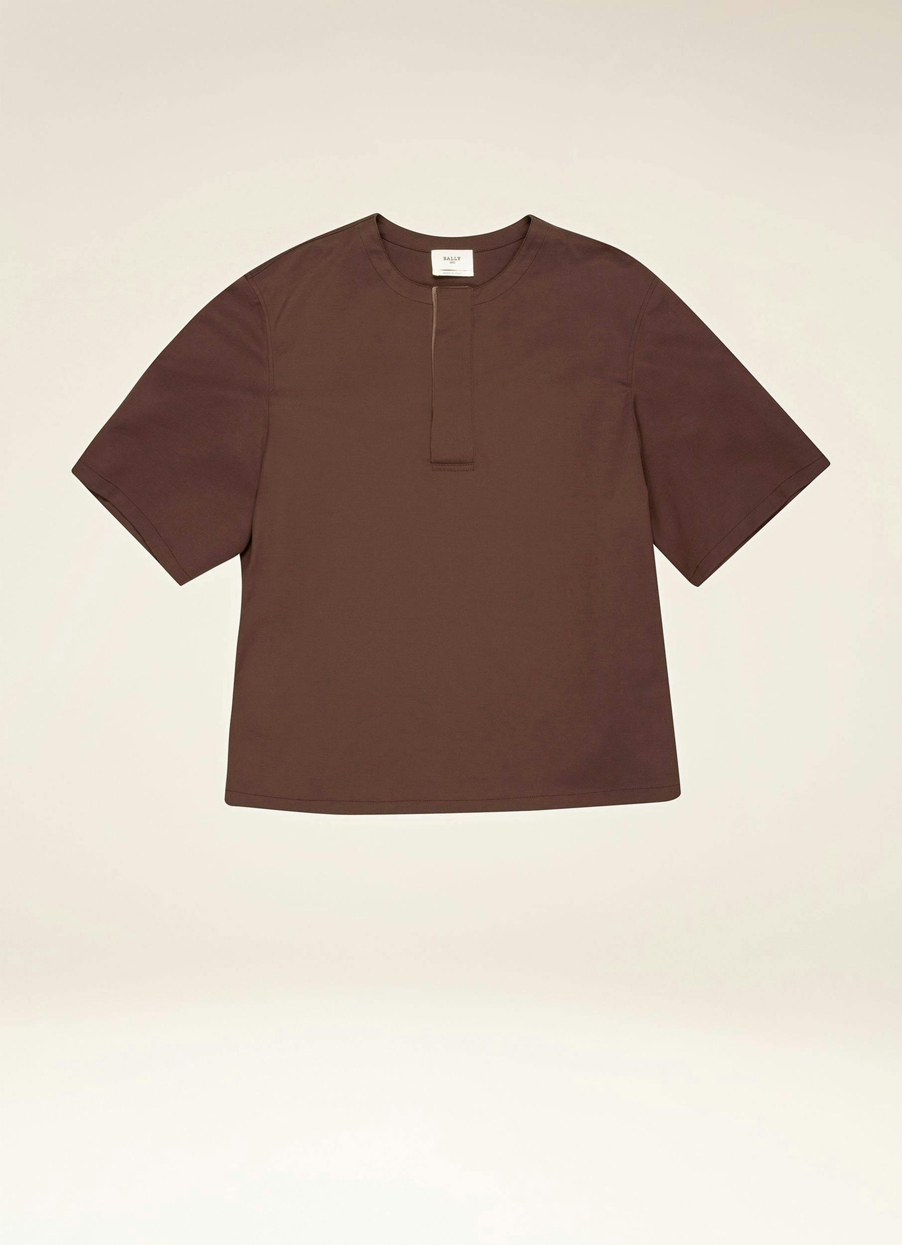 Cotton Mix Polo Shirt In Ebony Brown - Men's - Bally - 01