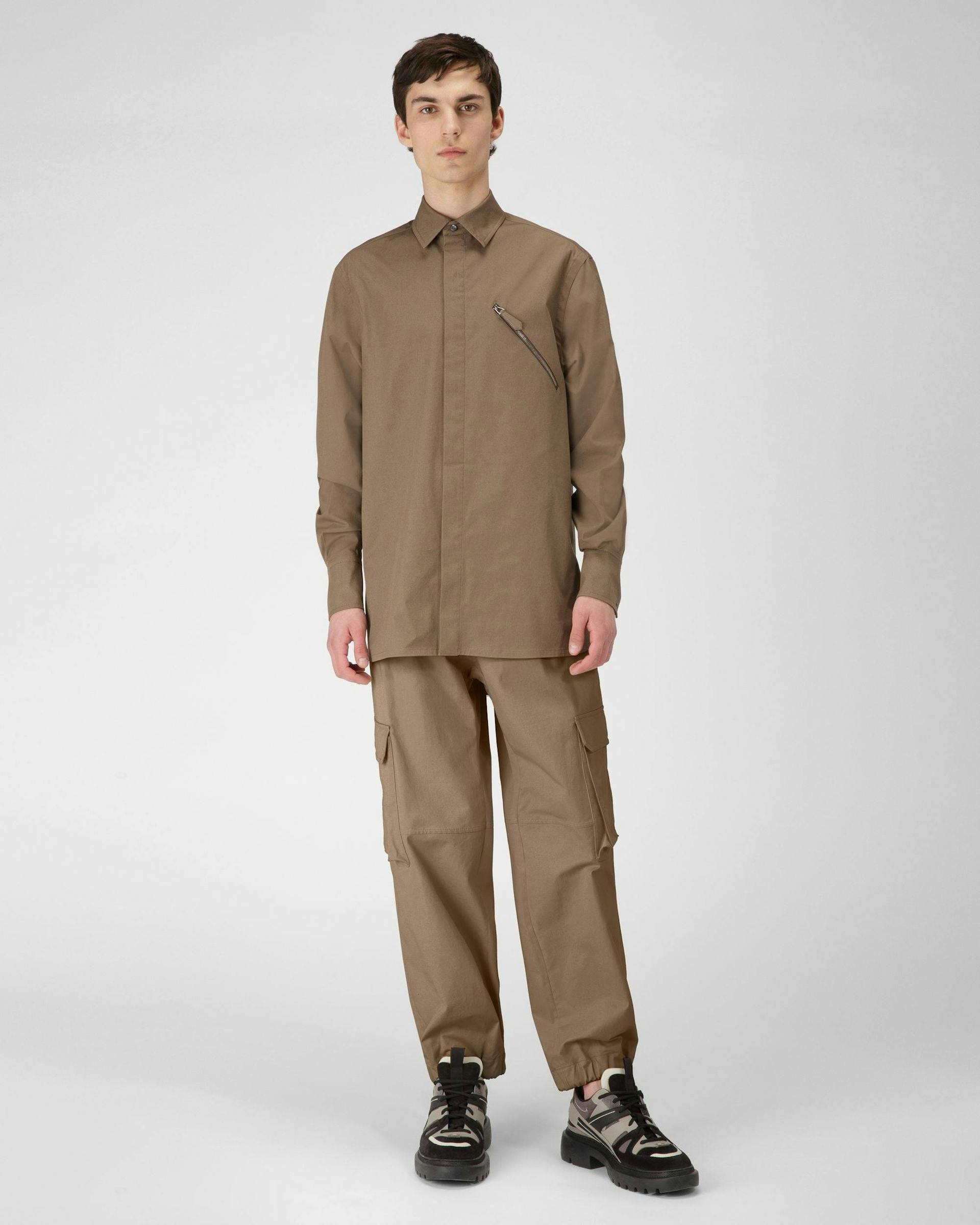 Stretch Cotton Shirt In Taupe - Men's - Bally - 05