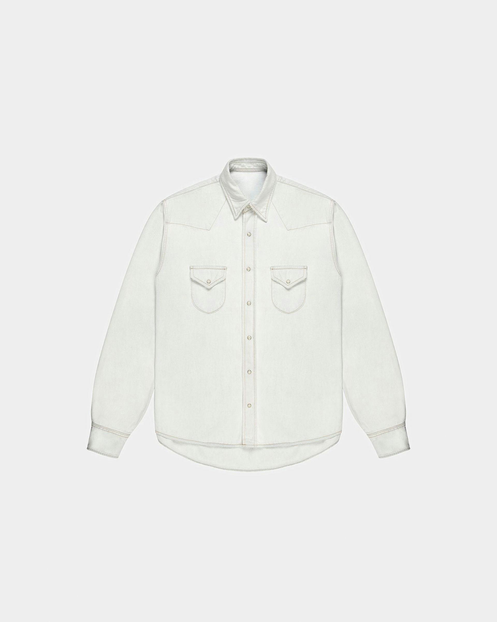 Cotton Long Sleeve Shirt In Bleached White - Men's - Bally - 01