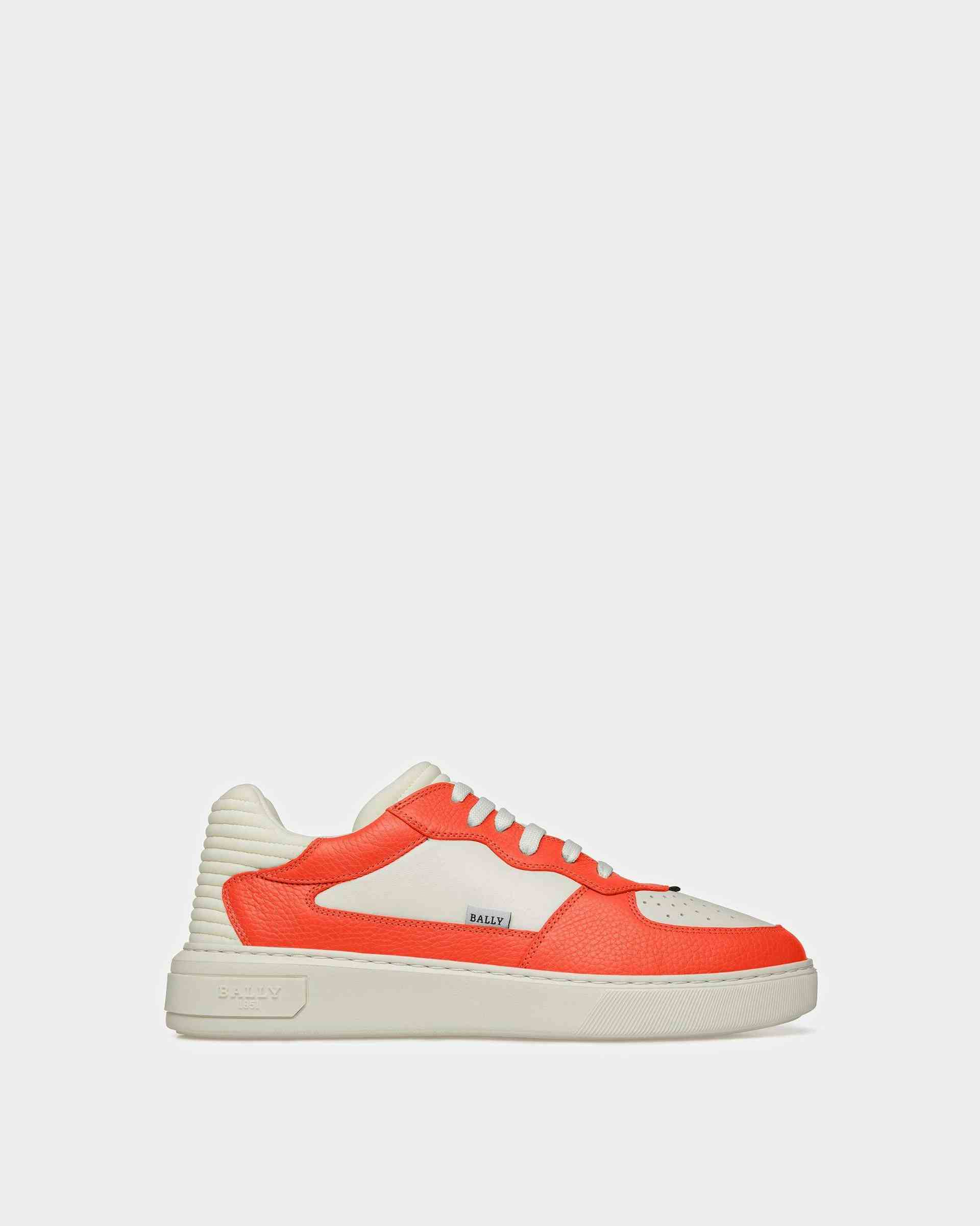 Mark Leather Sneakers In Orange And White - Men's - Bally