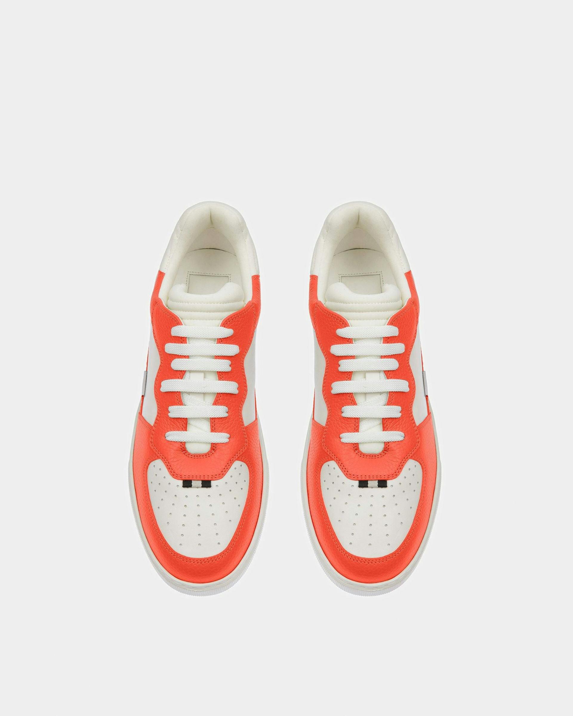 Mark Leather Sneakers In Orange And White - Men's - Bally - 02