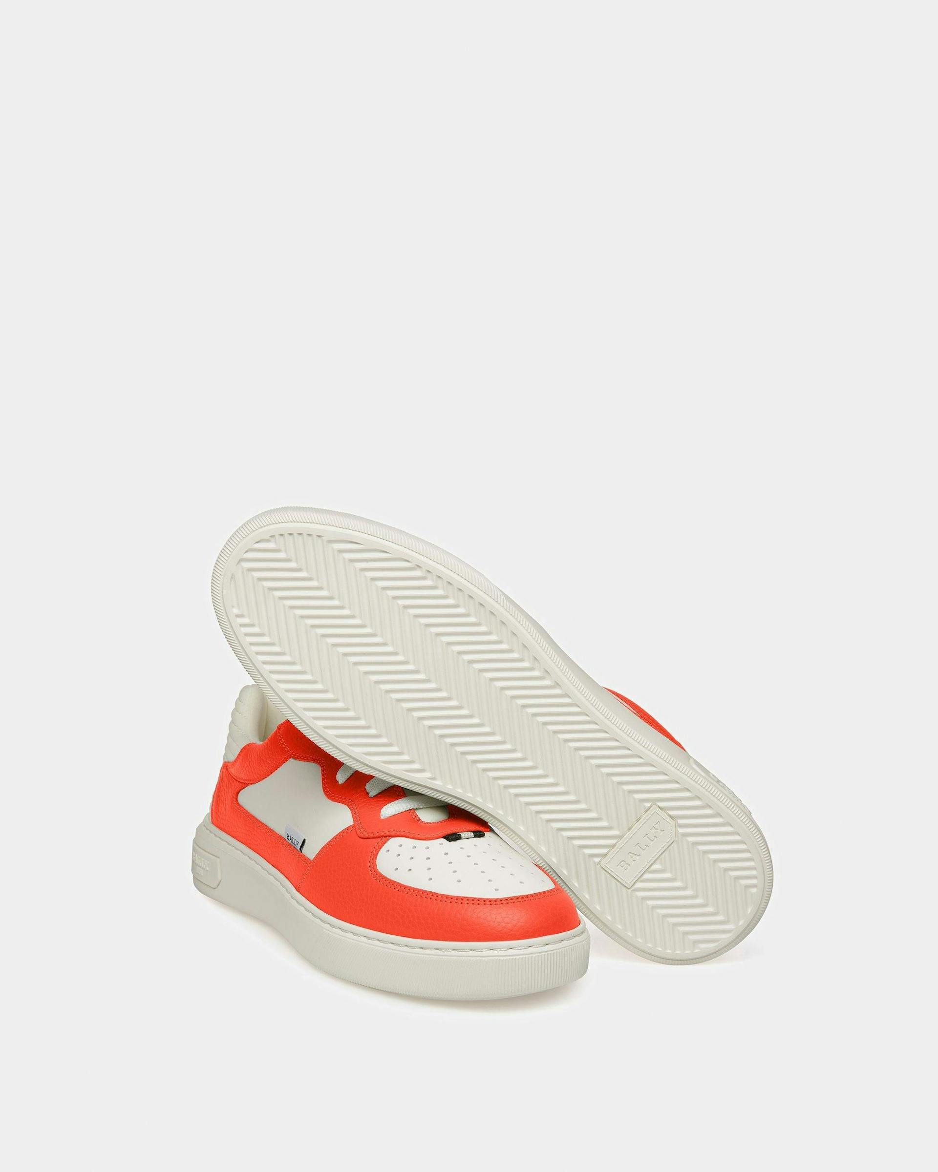 Mark Leather Sneakers In Orange And White - Men's - Bally - 05
