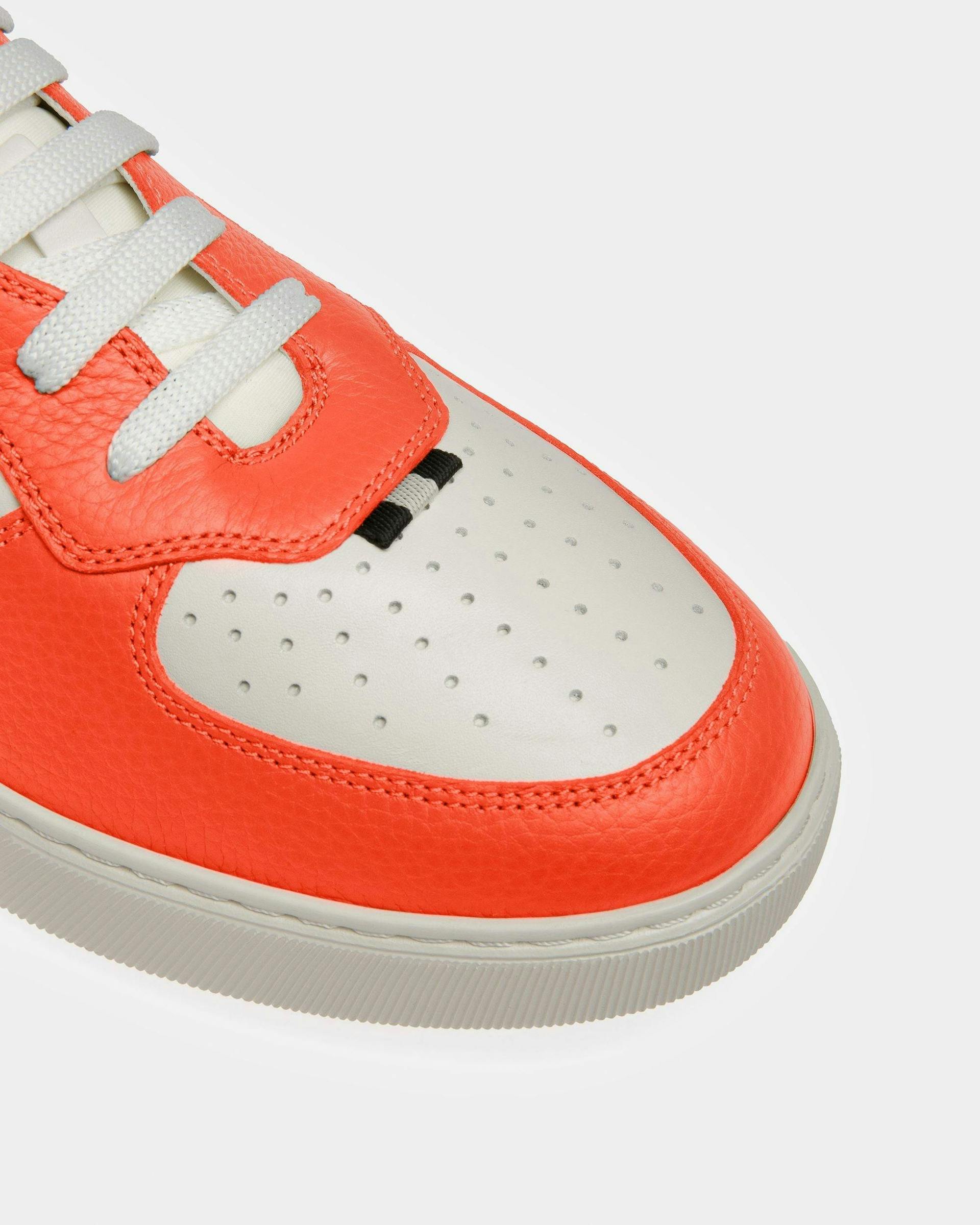 Mark Leather Sneakers In Orange And White - Men's - Bally - 06