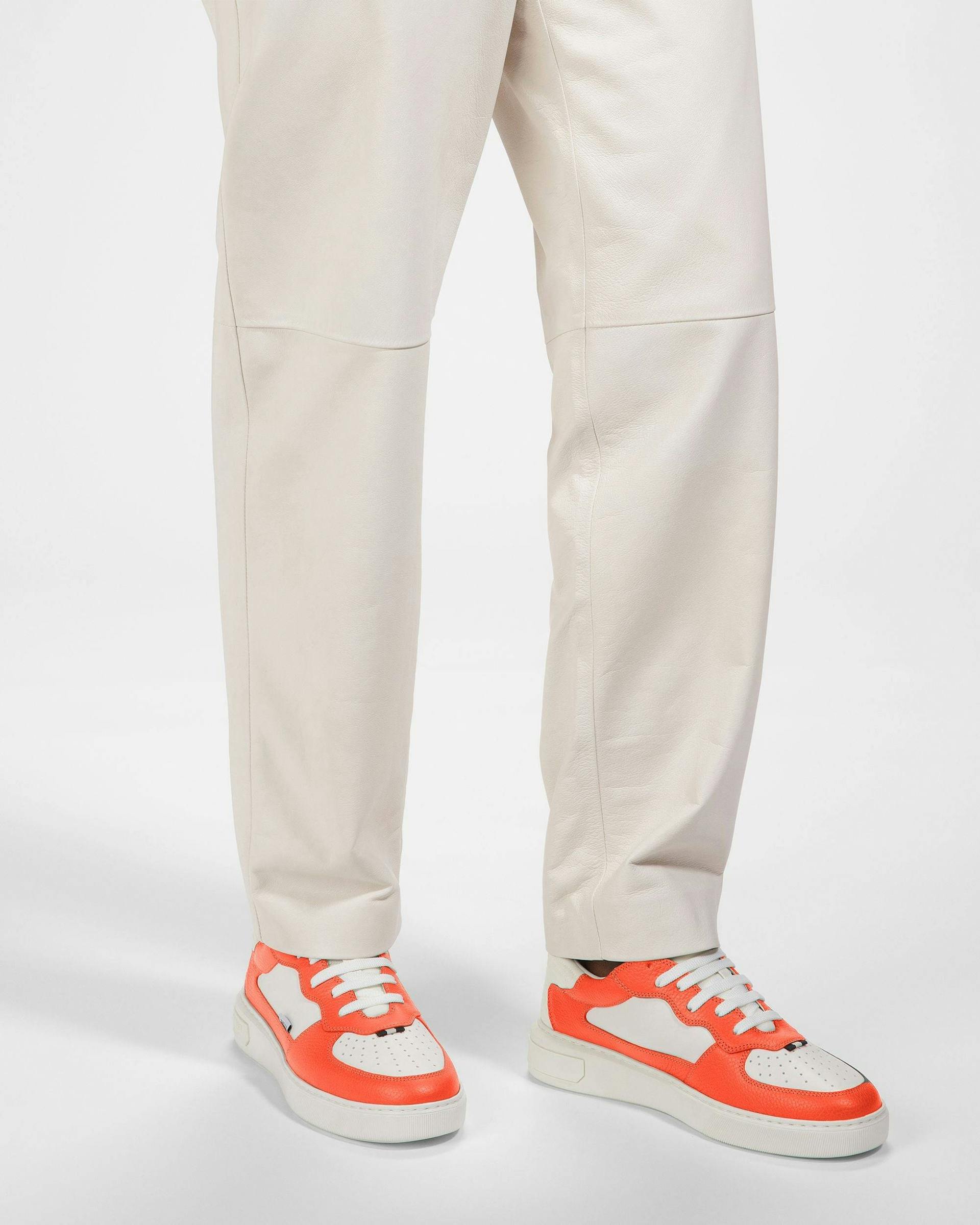 Mark Leather Sneakers In Orange And White - Men's - Bally - 07
