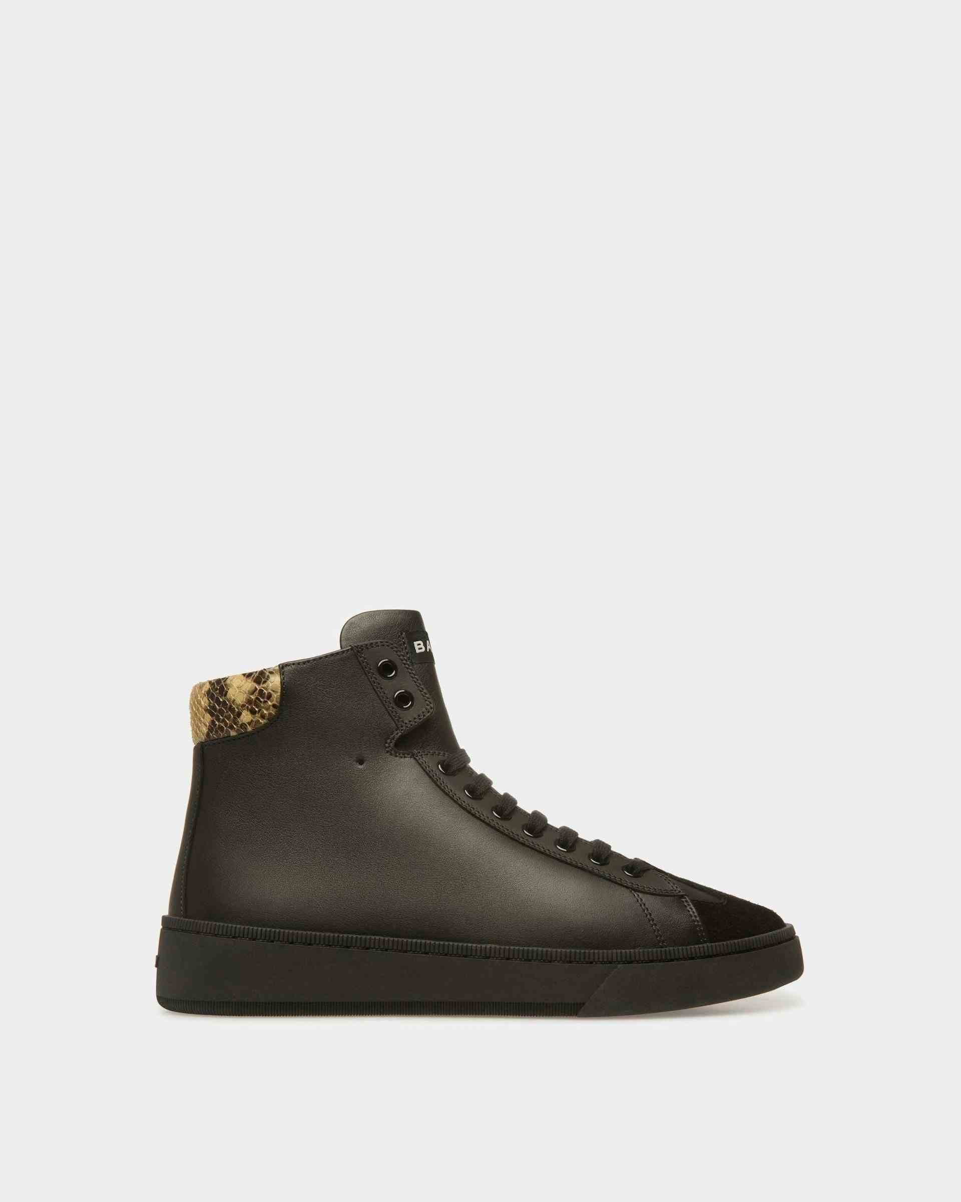 Raise Sneakers In Black And Python Print Leather - Men's - Bally
