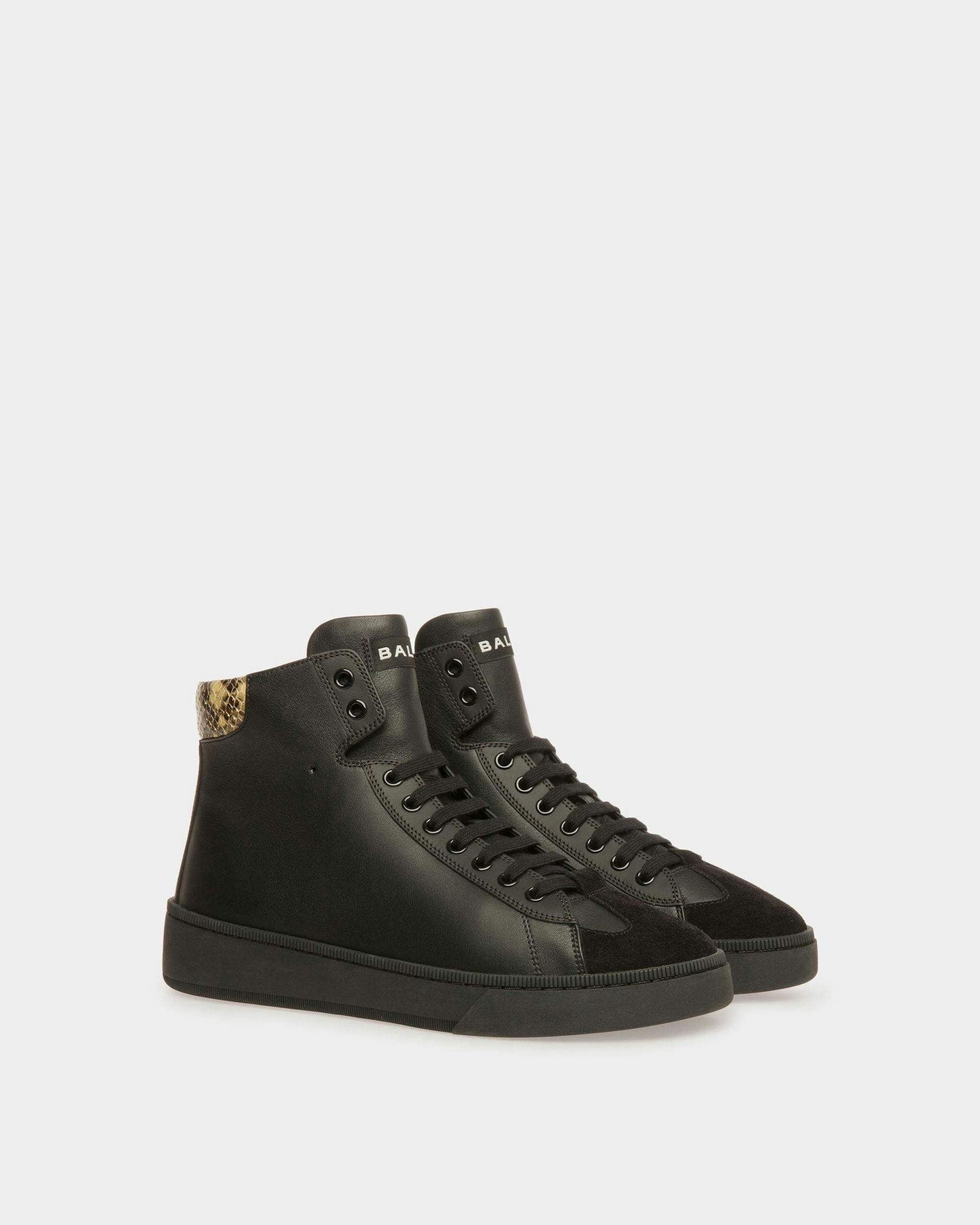 Raise Sneakers In Black And Python Print Leather - Men's - Bally - 03
