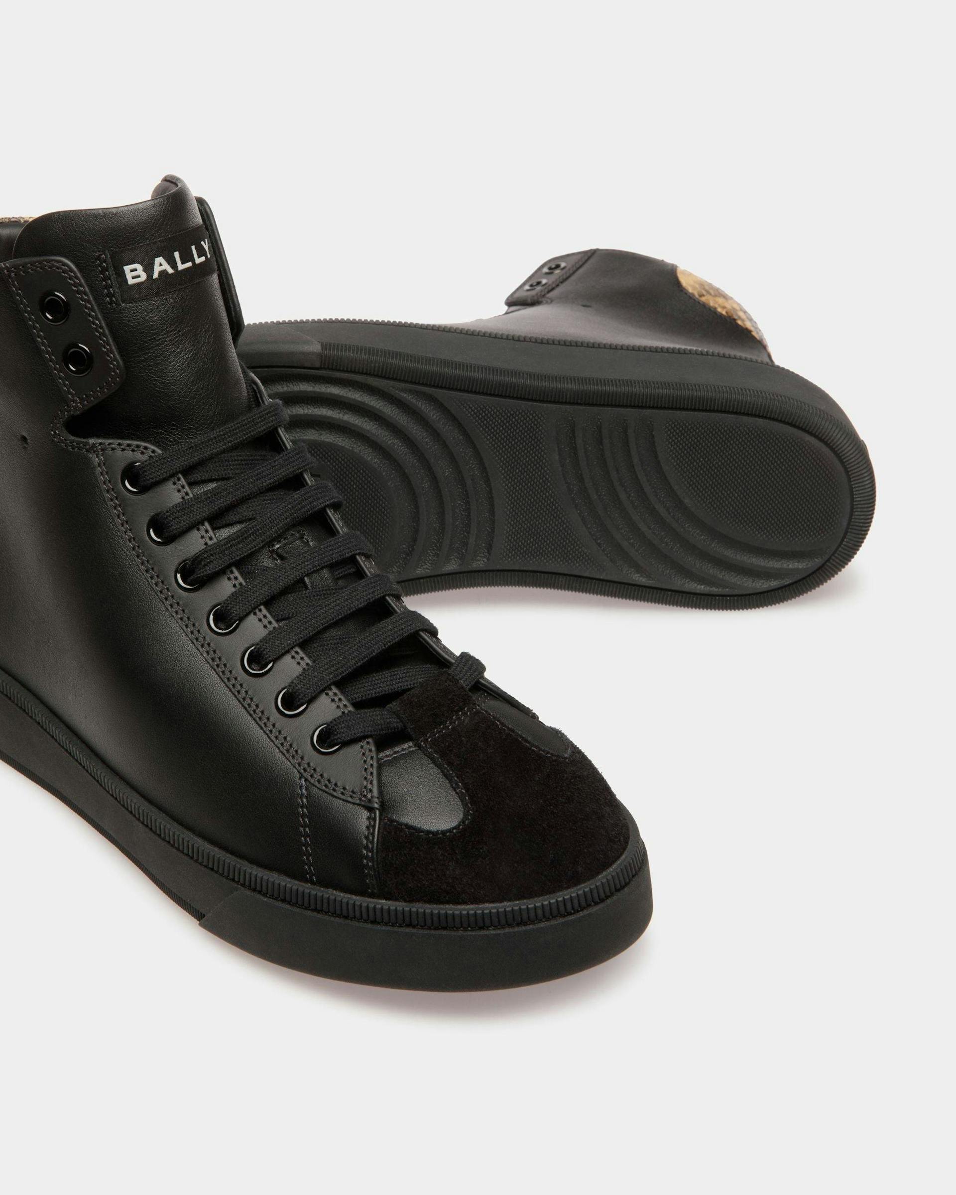 Raise Sneakers In Black And Python Print Leather - Men's - Bally - 05