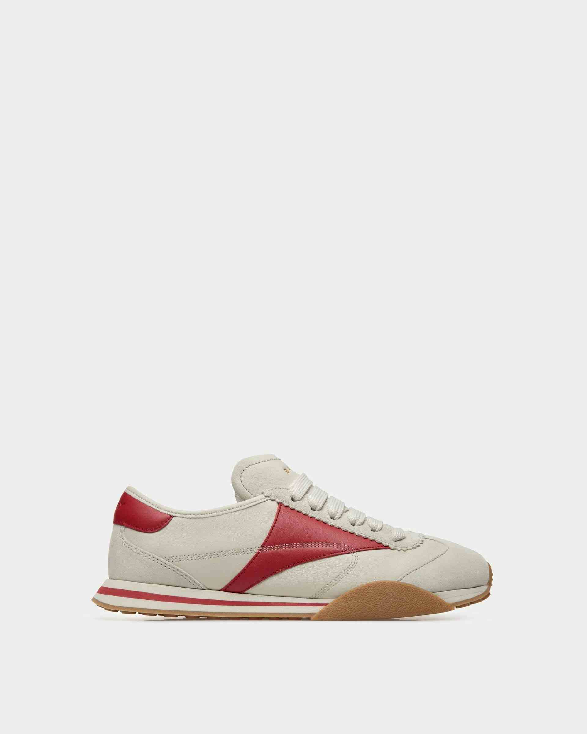 Sussex Sneakers In Dusty White And Deep Ruby Leather - Men's - Bally
