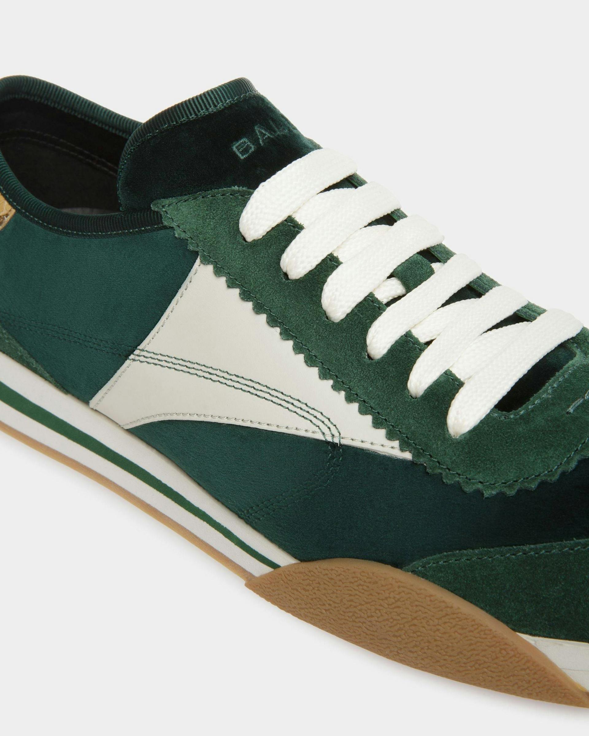Sussex Sneakers In Green And Dusty White Leather And Cotton - Men's - Bally - 06