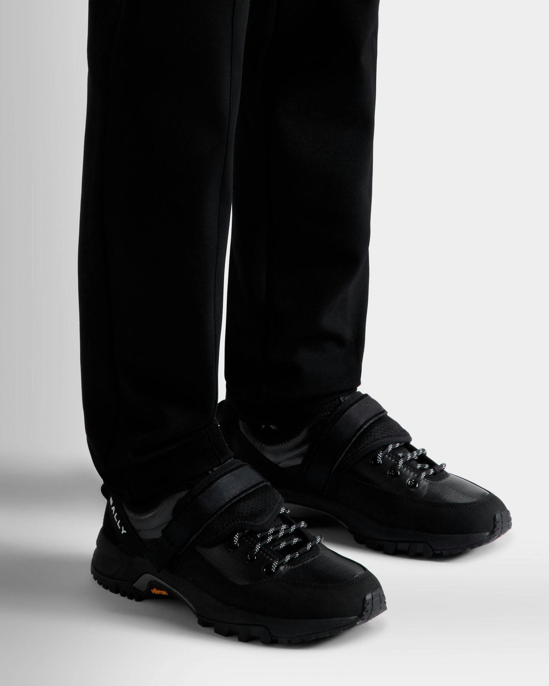 Men's Faster Sneaker In Black Nylon | Bally | On Model Close Up
