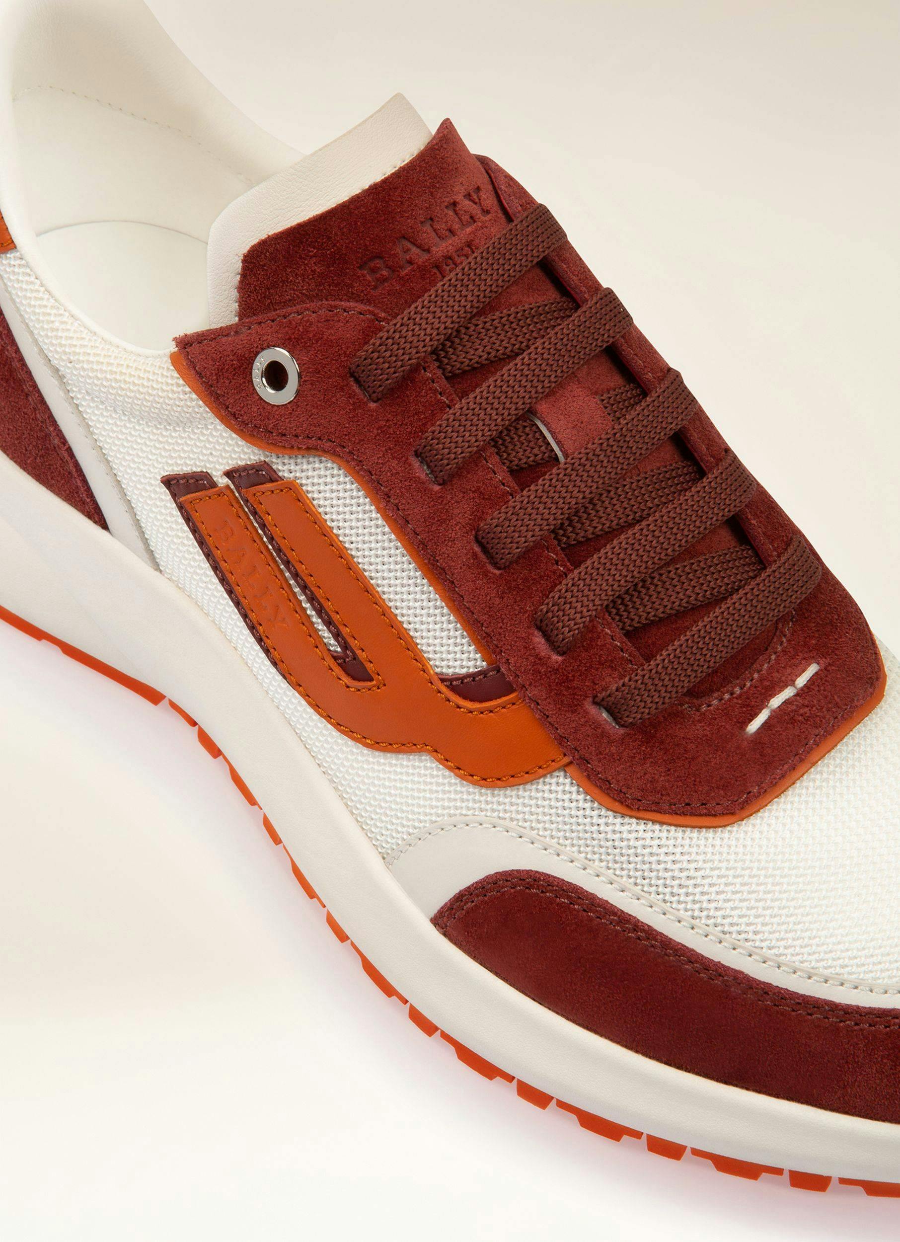 Demmy Mesh & Leather Sneakers In Heritage Red & White - Men's - Bally - 02