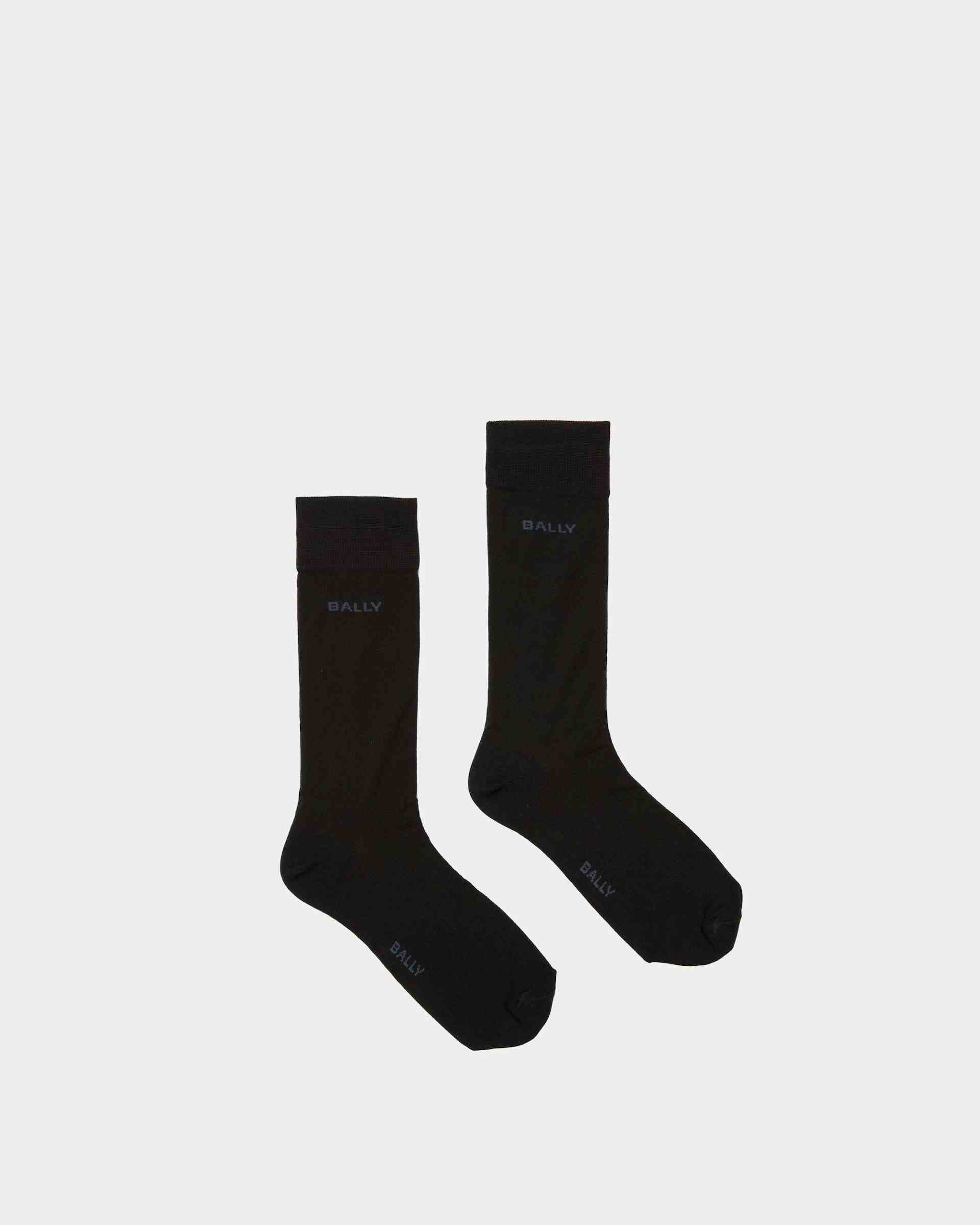 Logo Socks In Ink And Indigo Cotton Mix - Men's - Bally