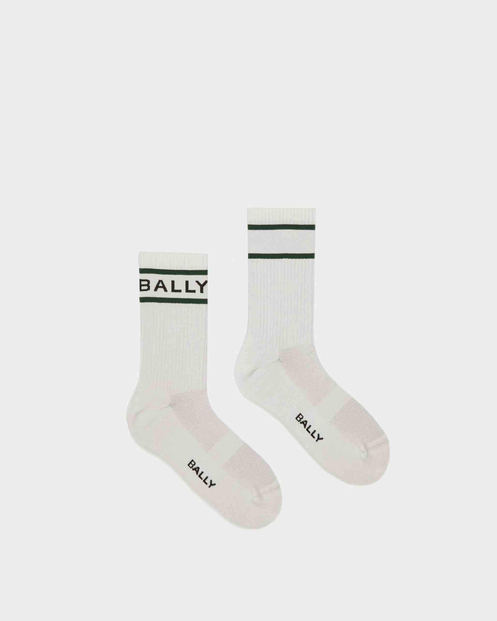 Bally Stripe Socks In White And Green - Men's - Bally