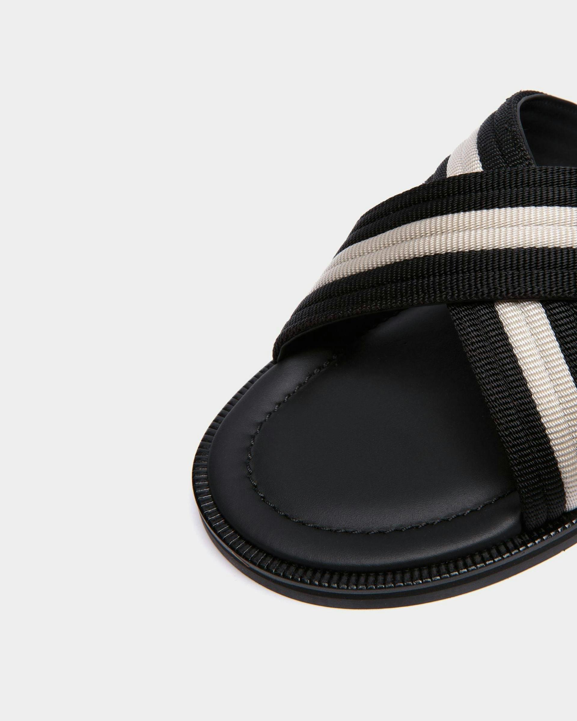 Men's Glide Sandal in Black and White Nylon | Bally | Still Life Detail