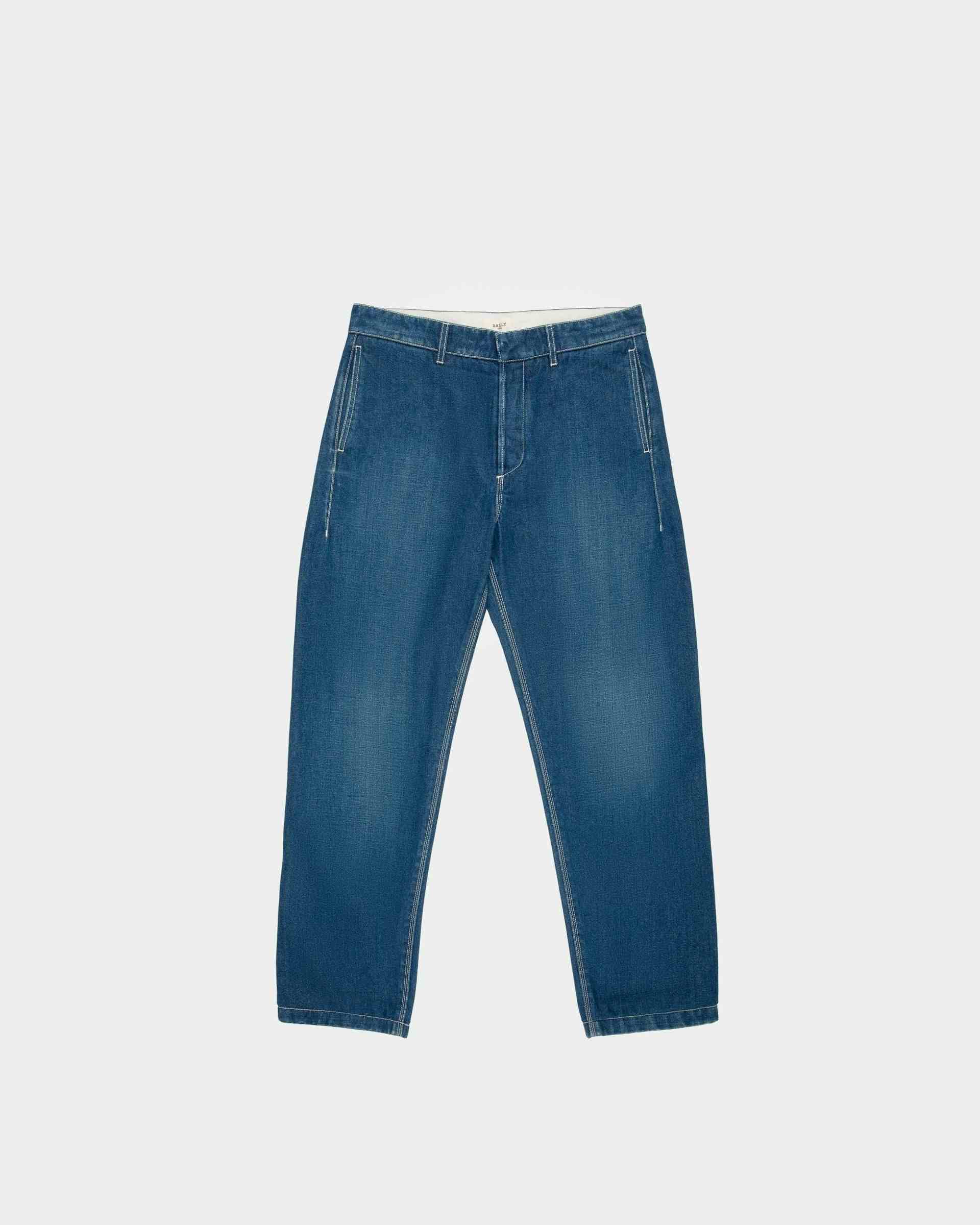 Cotton Denim Pants In Blue - Men's - Bally