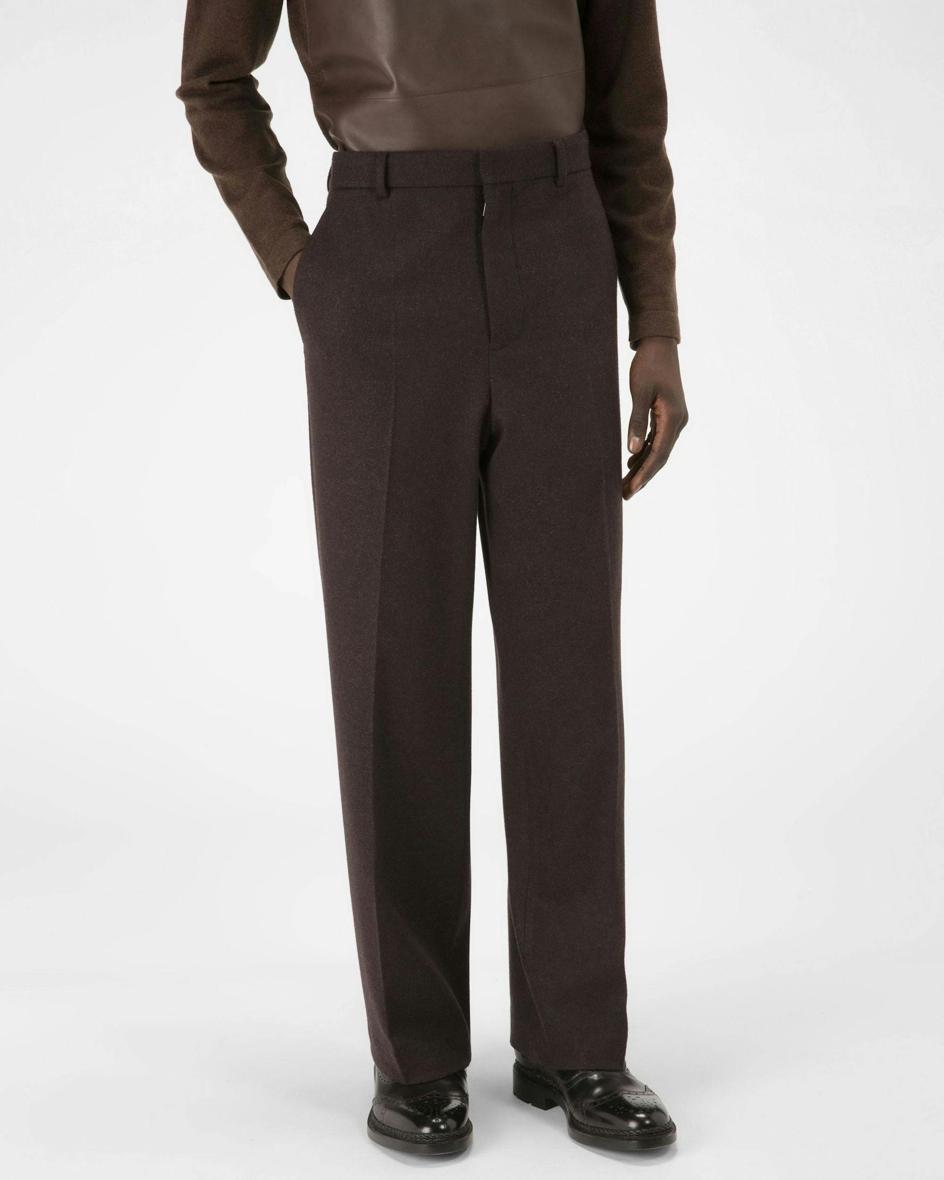 Wool Trousers In Ebony Brown - Men's - Bally - 01