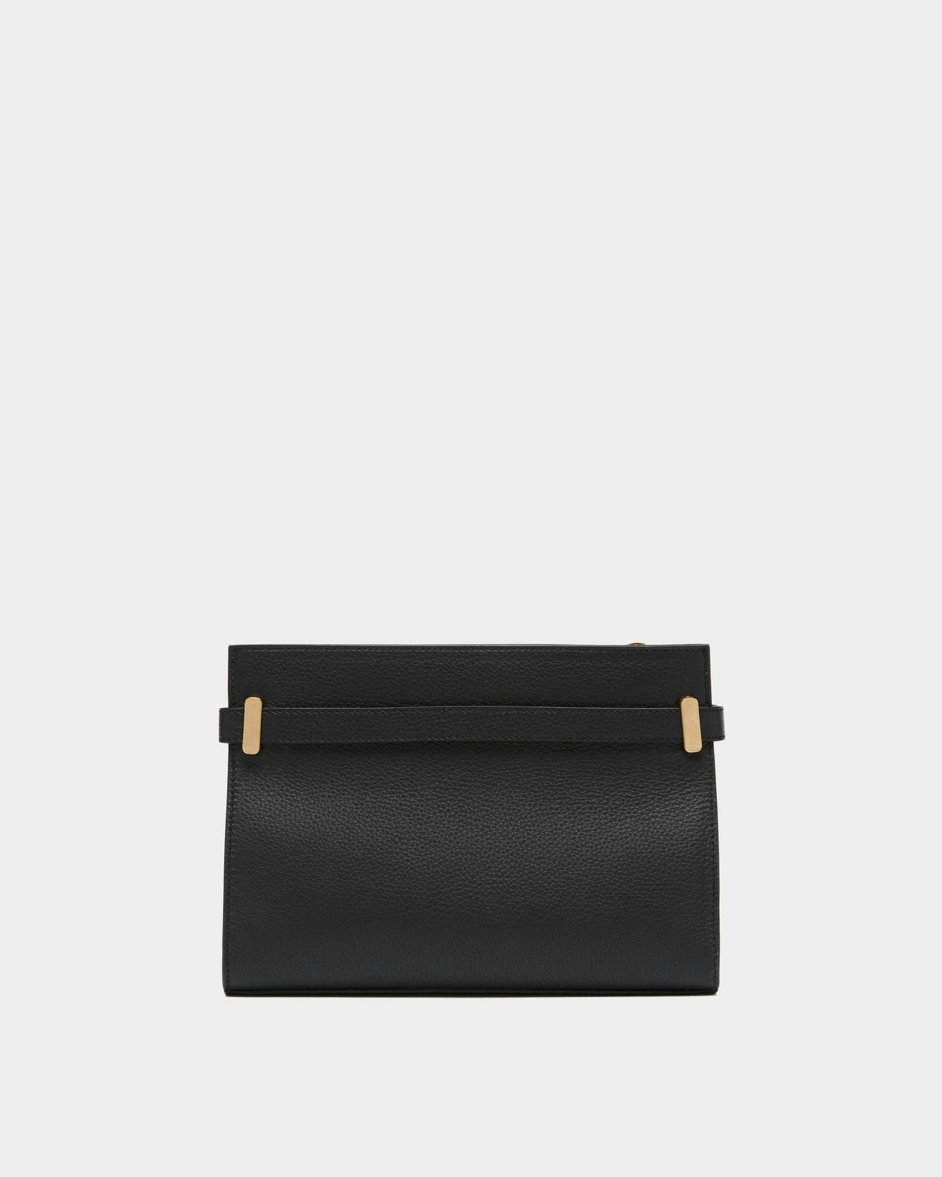 Women's Carriage Shoulder Bag in Black Grained Leather | Bally | Still Life Back