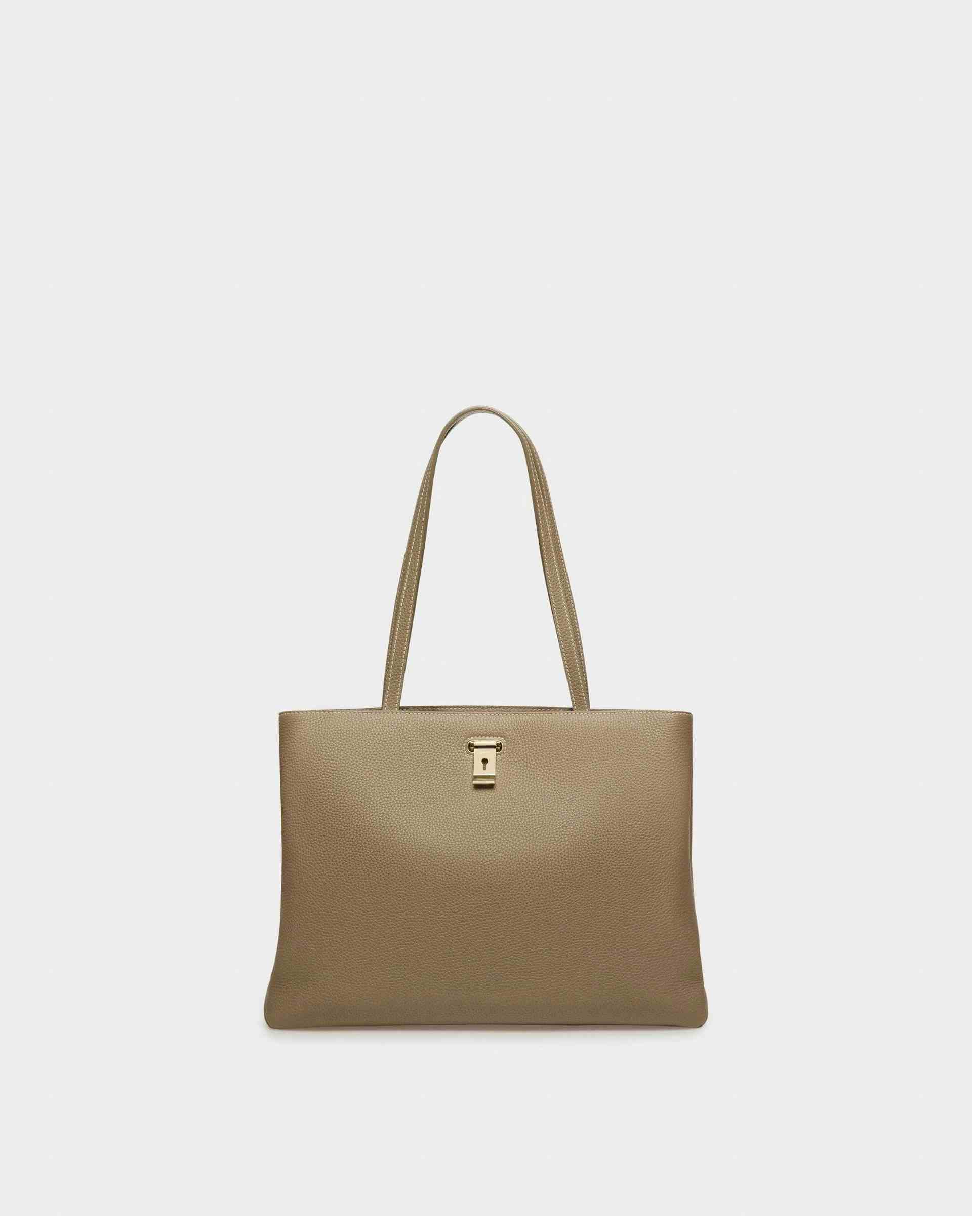 Lock Me Tote Bag In Light Brown Leather - Women's - Bally