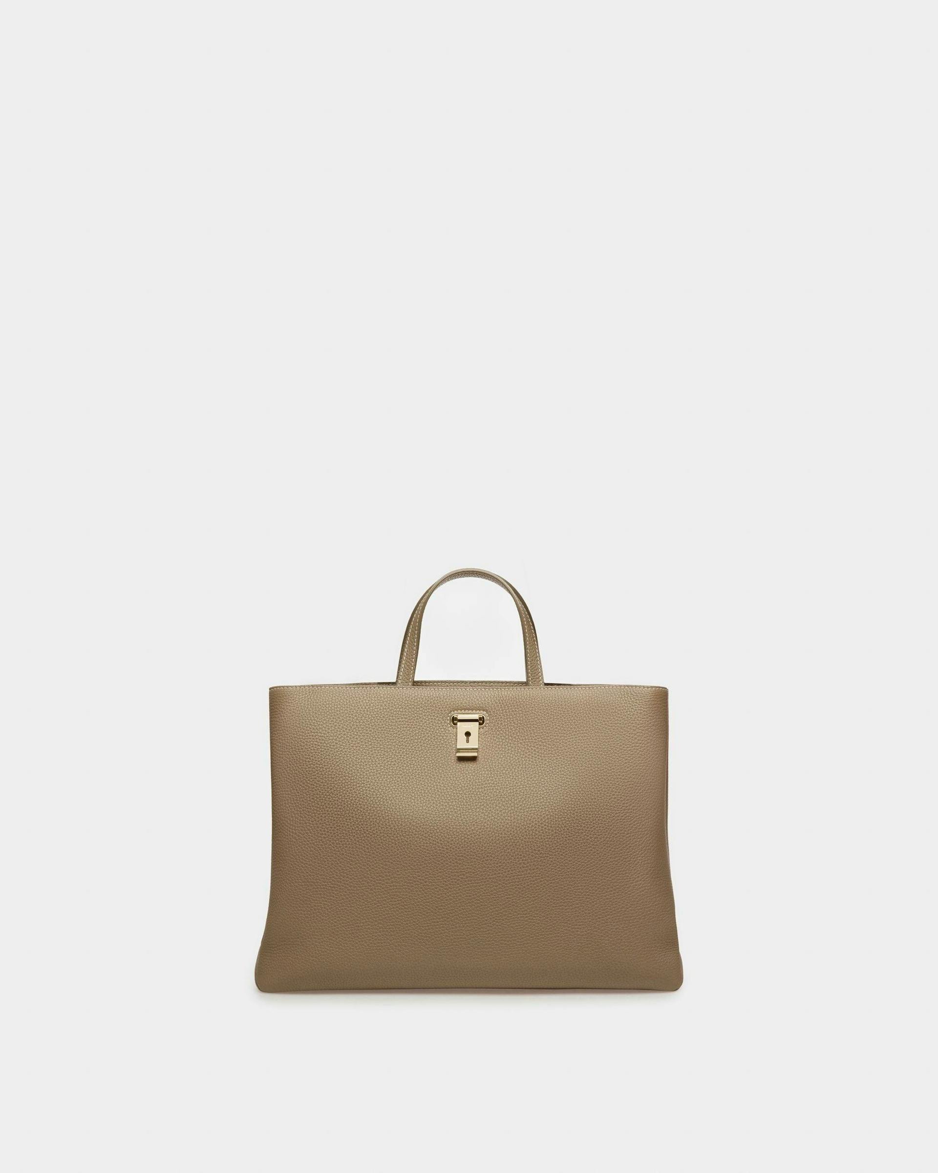 Lock Me Tote Bag In Light Brown Leather - Women's - Bally - 04