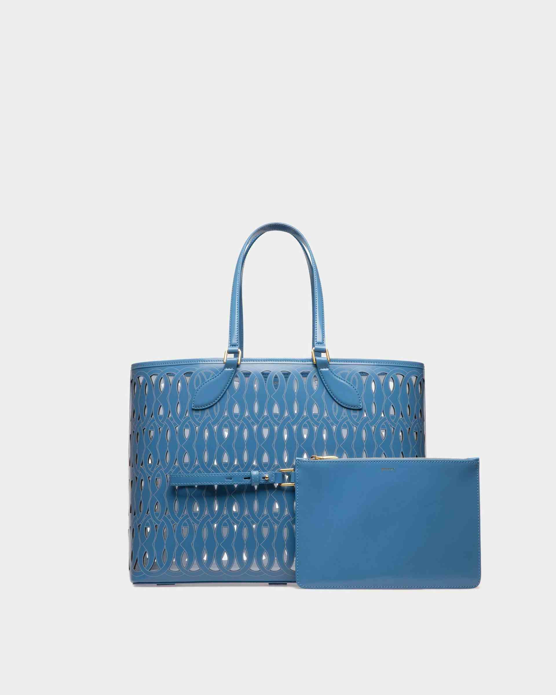 Lago Tote Bag In Blue Leather - Women's - Bally