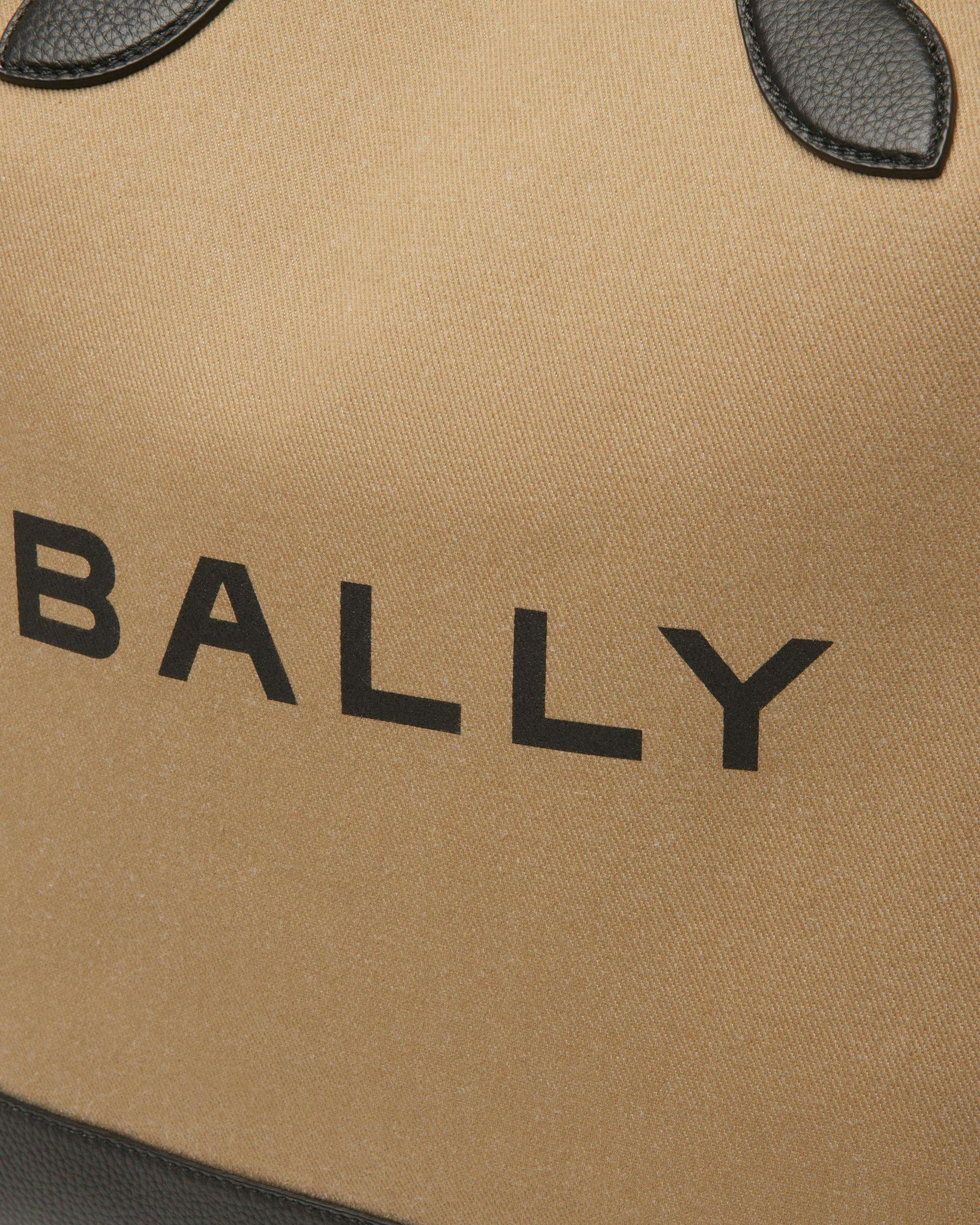 Bar Tote Bag In Sand And Black Fabric - Women's - Bally - 06