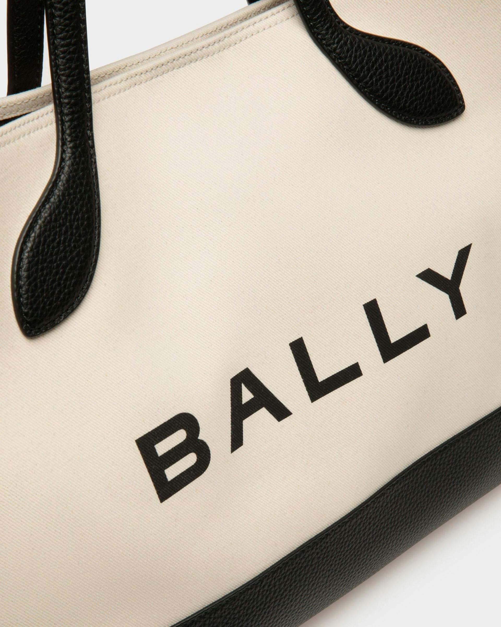 Bar Tote Bag In Natural And Black Fabric - Women's - Bally - 05