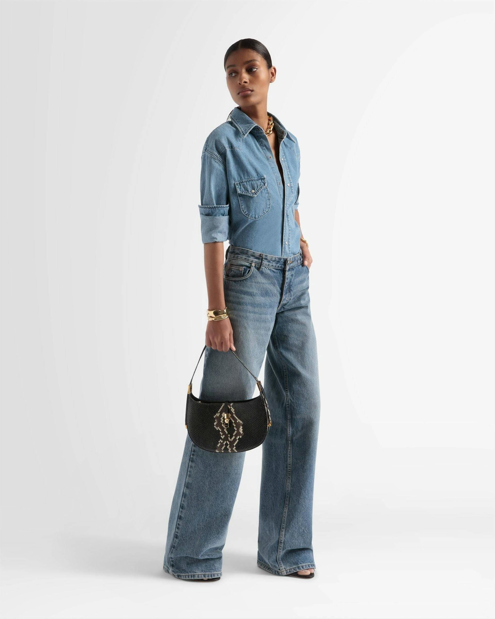 Block Shoulder Bag In Python Print - Women's - Bally - 02